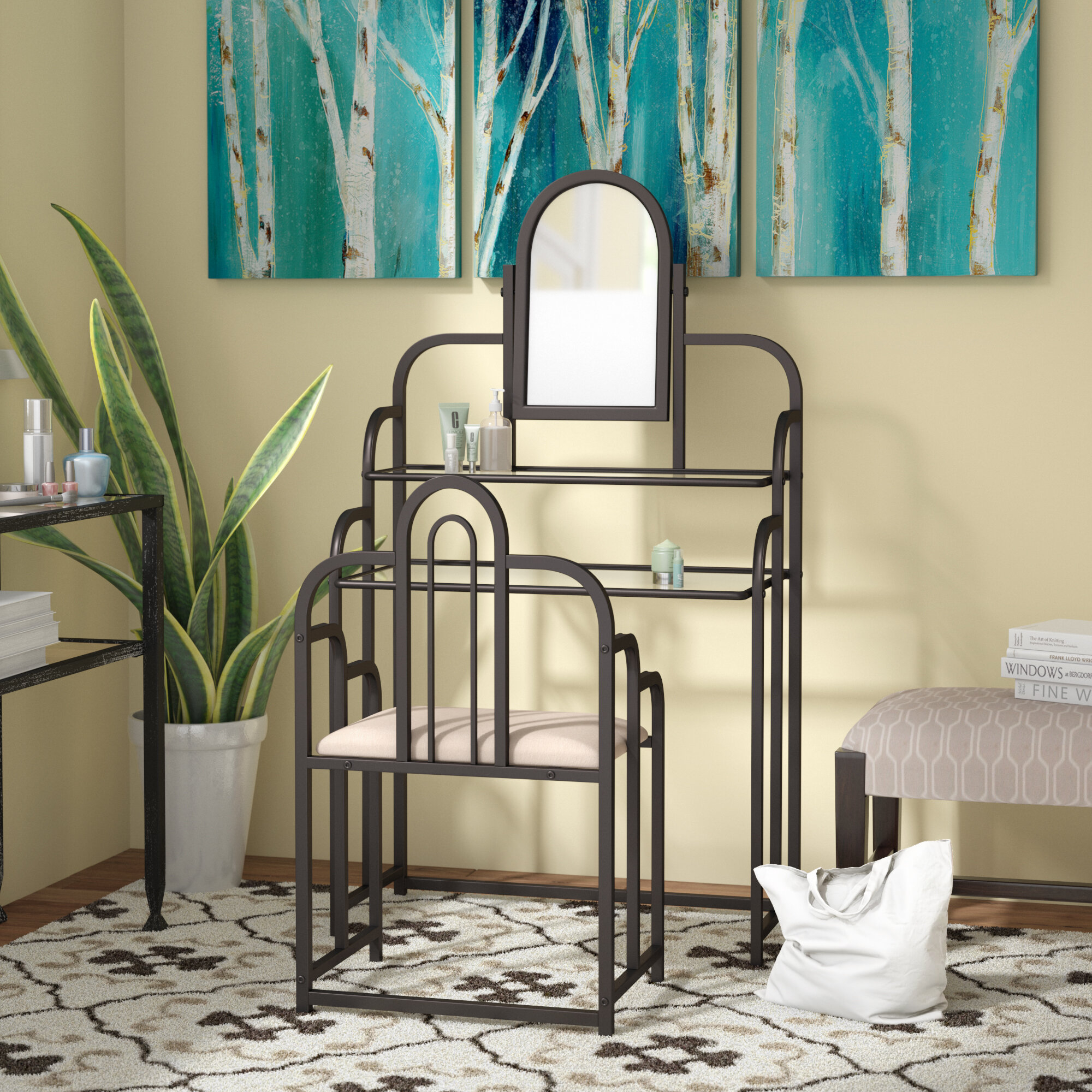 Metal Industrial Makeup Vanity