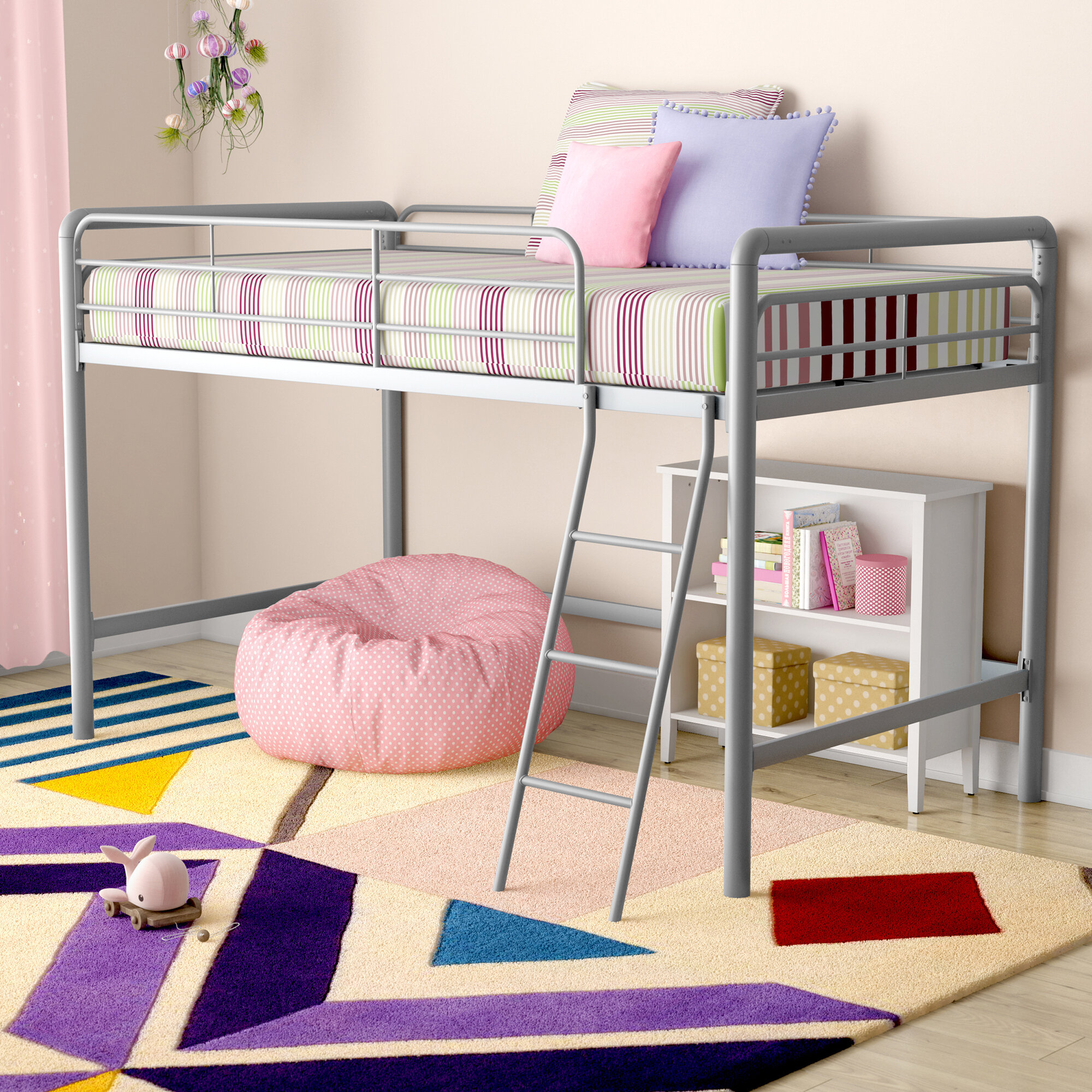 Metal Loft Bed with Sline