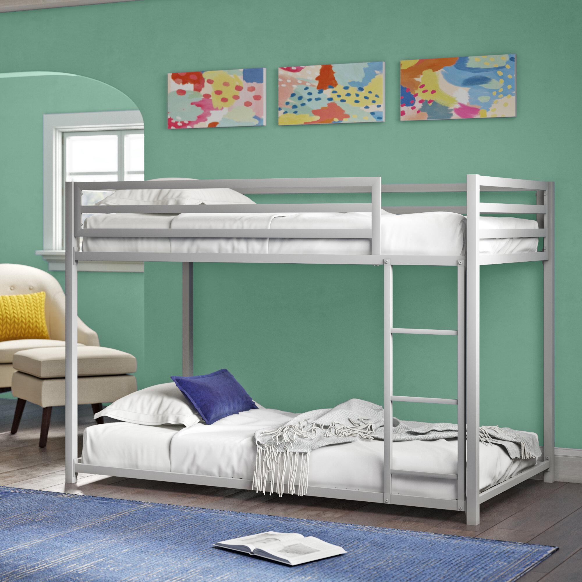 Metal Steel Twin Over Twin Bunk Bed