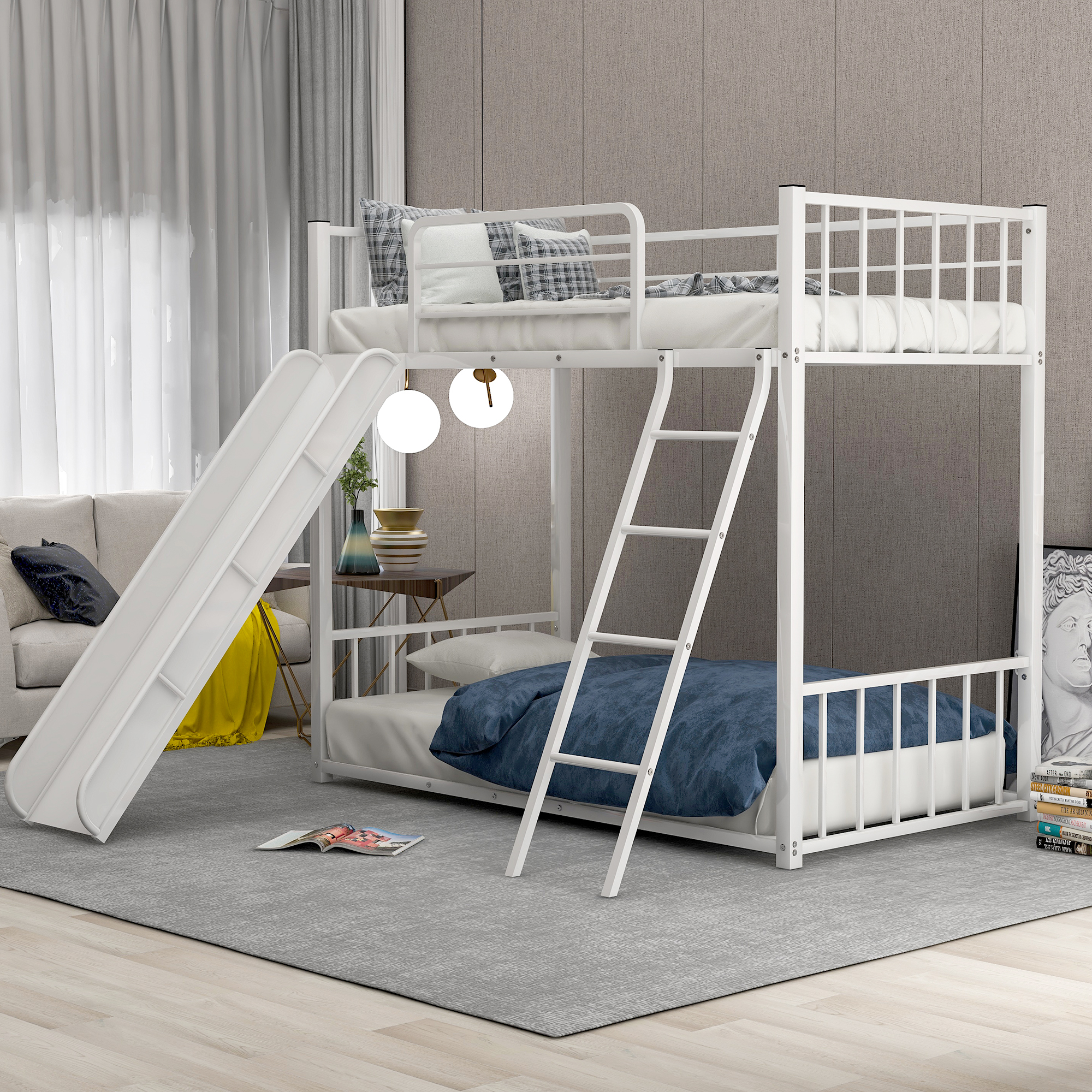 Metal White Twin Over Twin Bed