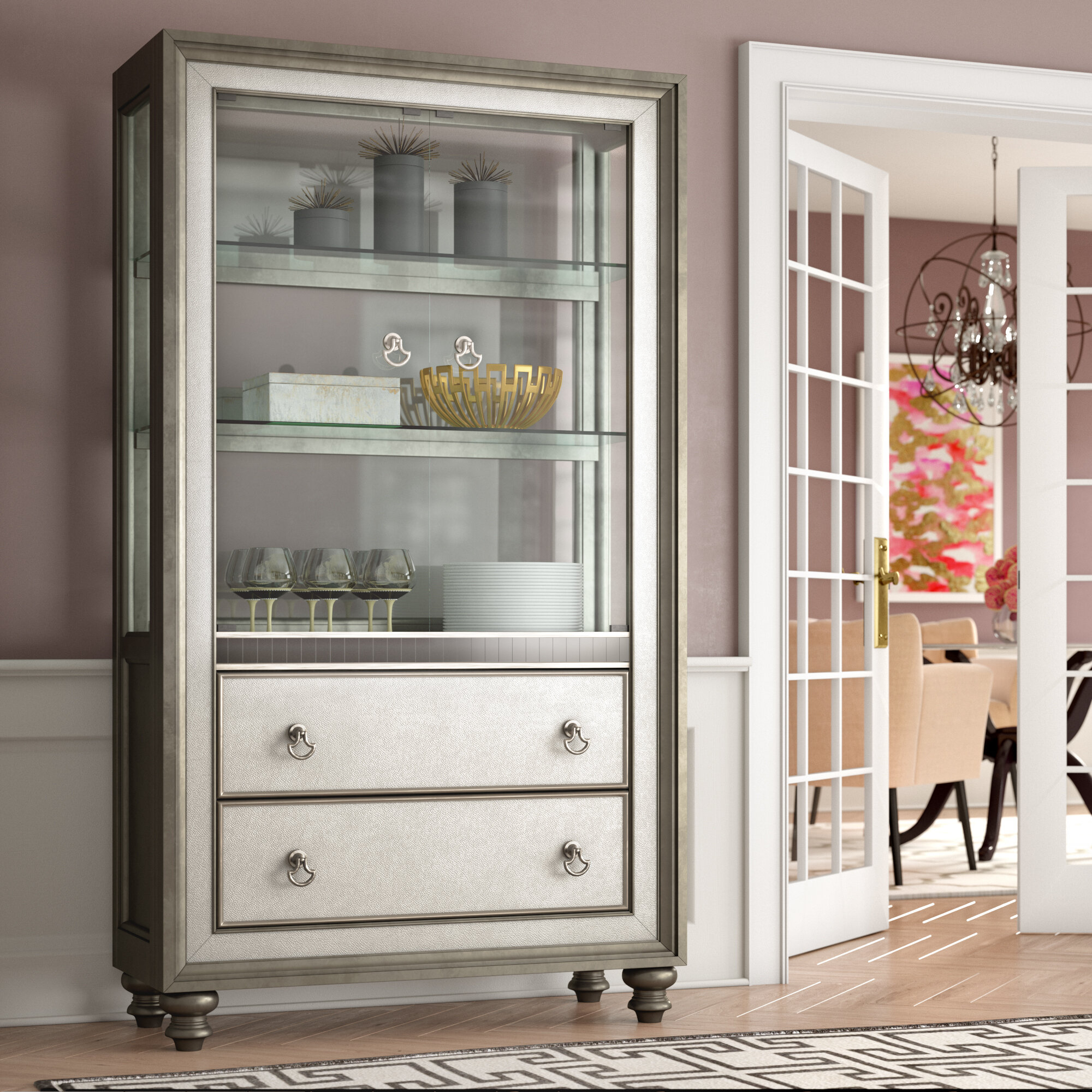 Metallic Platinum Manufactured Wood Display Stand