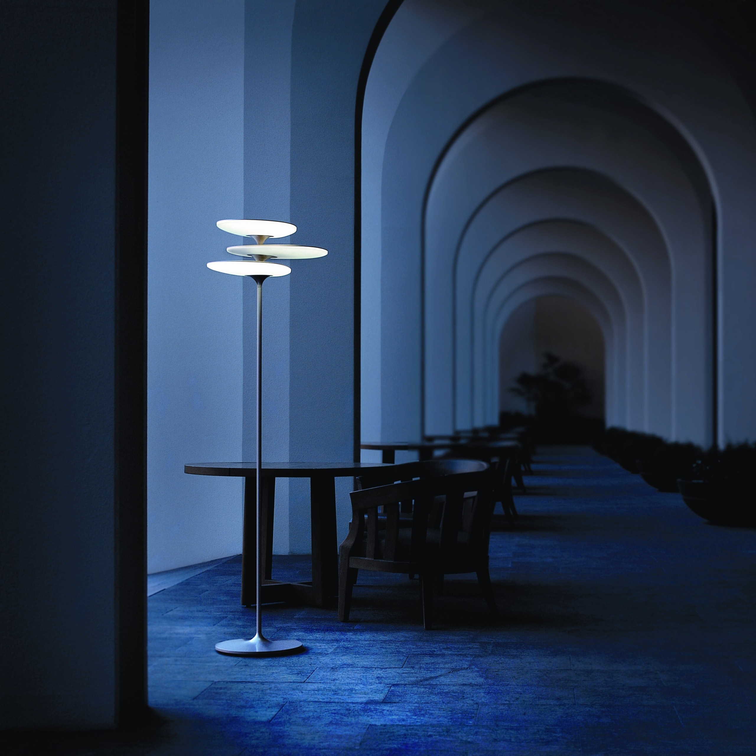 Metallic Silver Plastic LED Floor Lamp