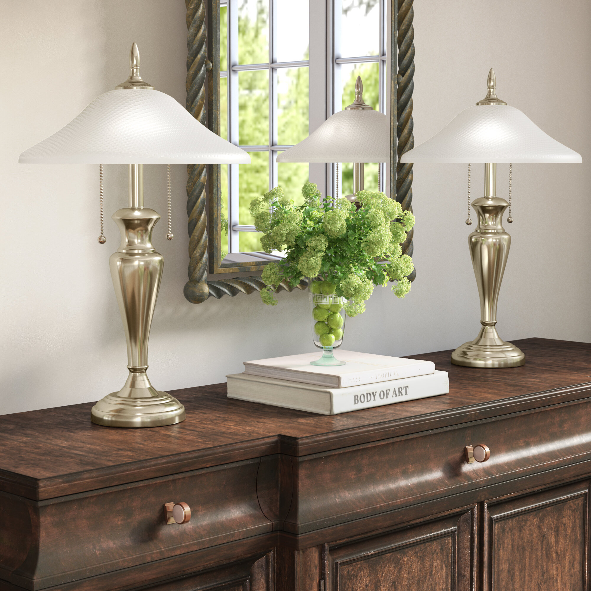 Metallic Stainless Steel Buffet Lamp Set