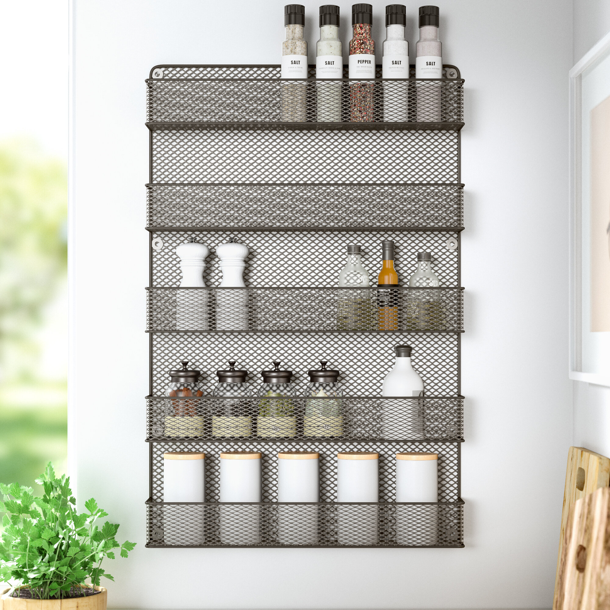 Metallic Wall Mounted Spice Rack