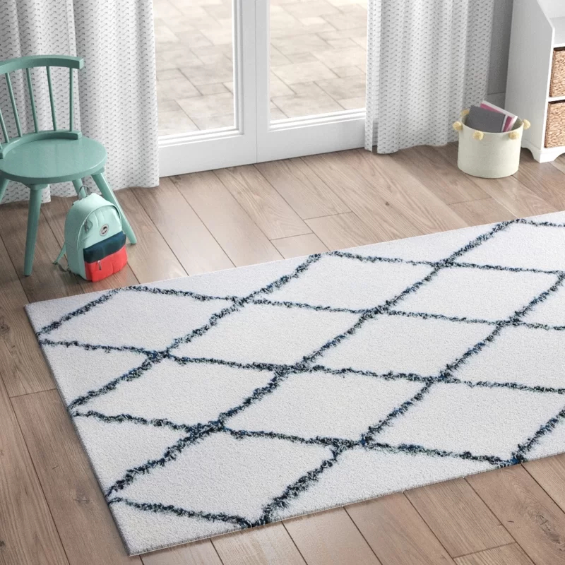 Midnight Navy Blue Polyester Area Rug