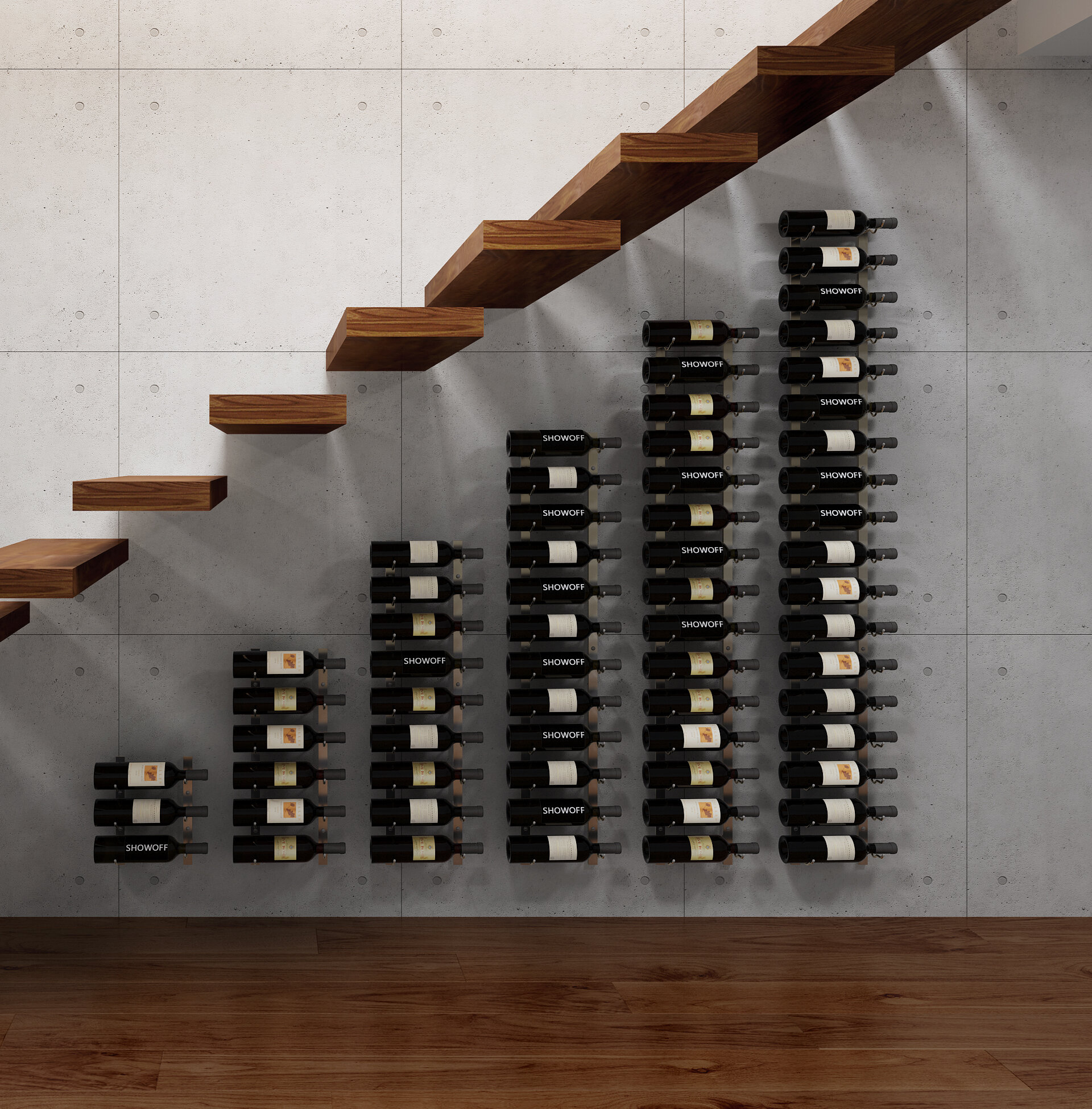 Modular Wall Mounted Wine Bottle Rack