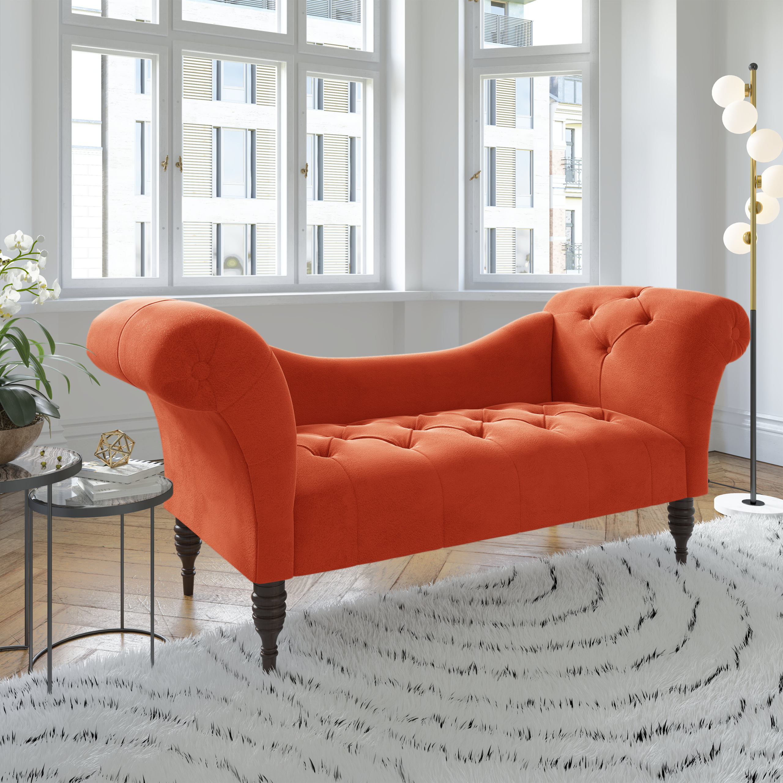 Mystere Mango Polyester Wood Tufted Chaise Lounge