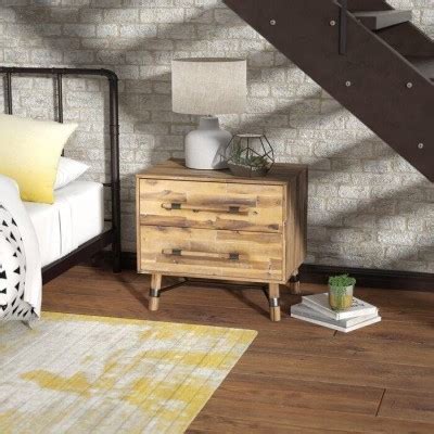 Natural Acacia Solid Wood Nightstand