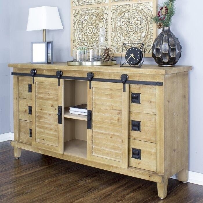 Natural Manufactured Wood Iron Sideboard