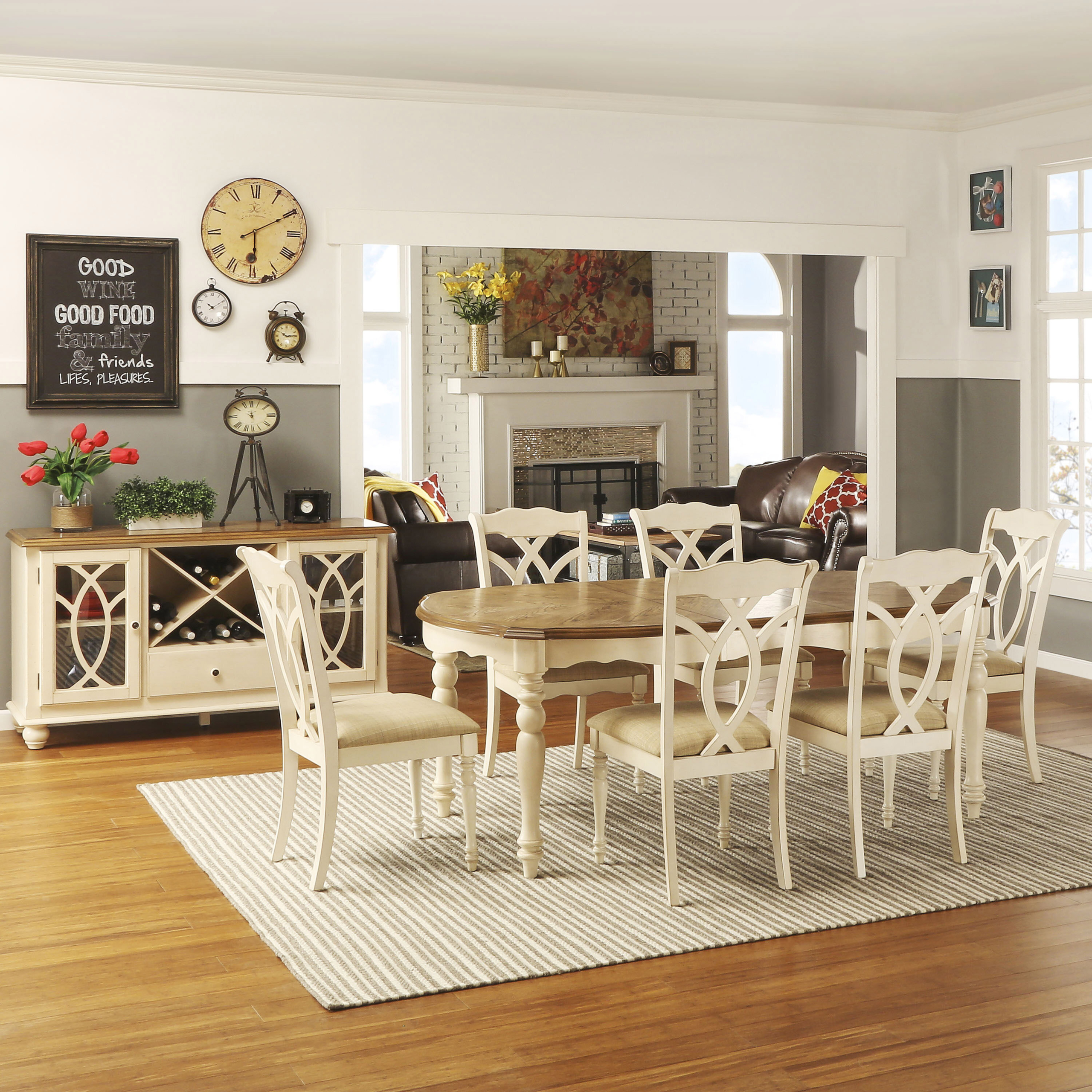 Natural Off White Oval Table Dining Set