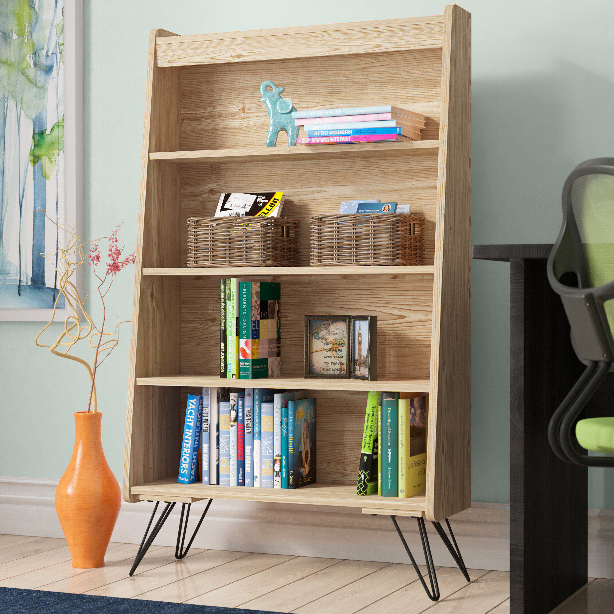 Natural Solid Manufactured Wood Standard Bookcase