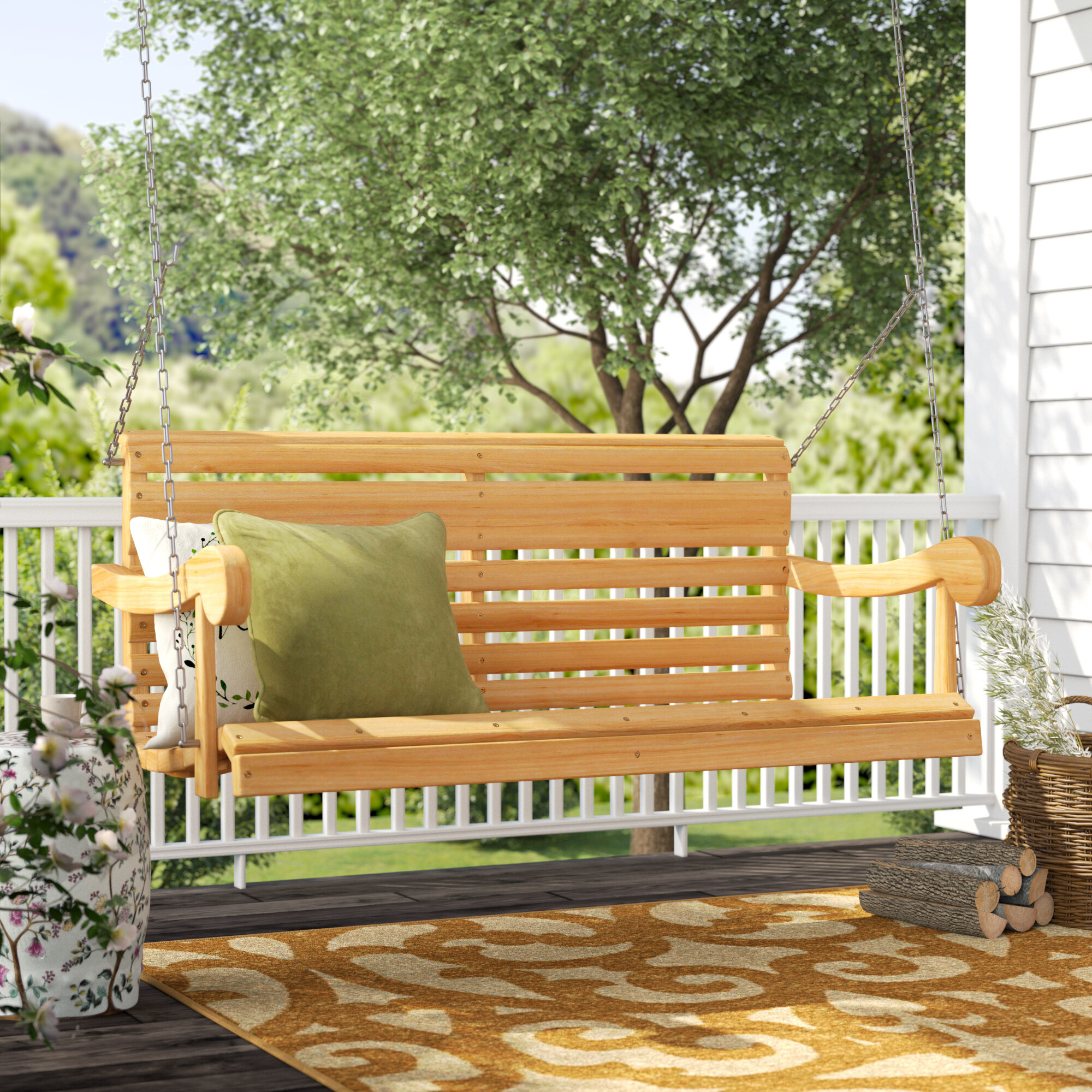 Natural Wood Classic Porch Swing