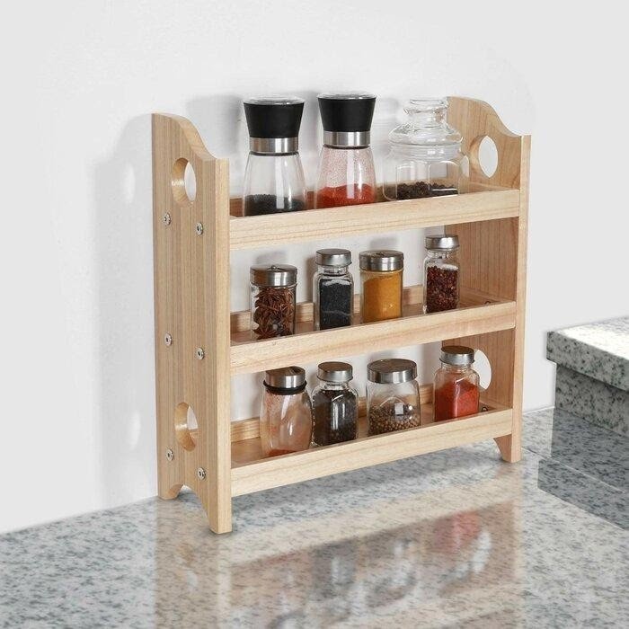 Natural Wood Free Standing Spice Rack