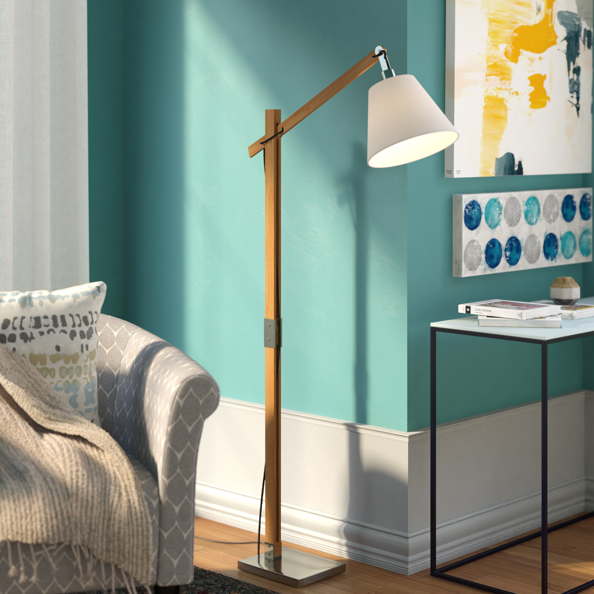 Natural Wood Reading Floor Lamp