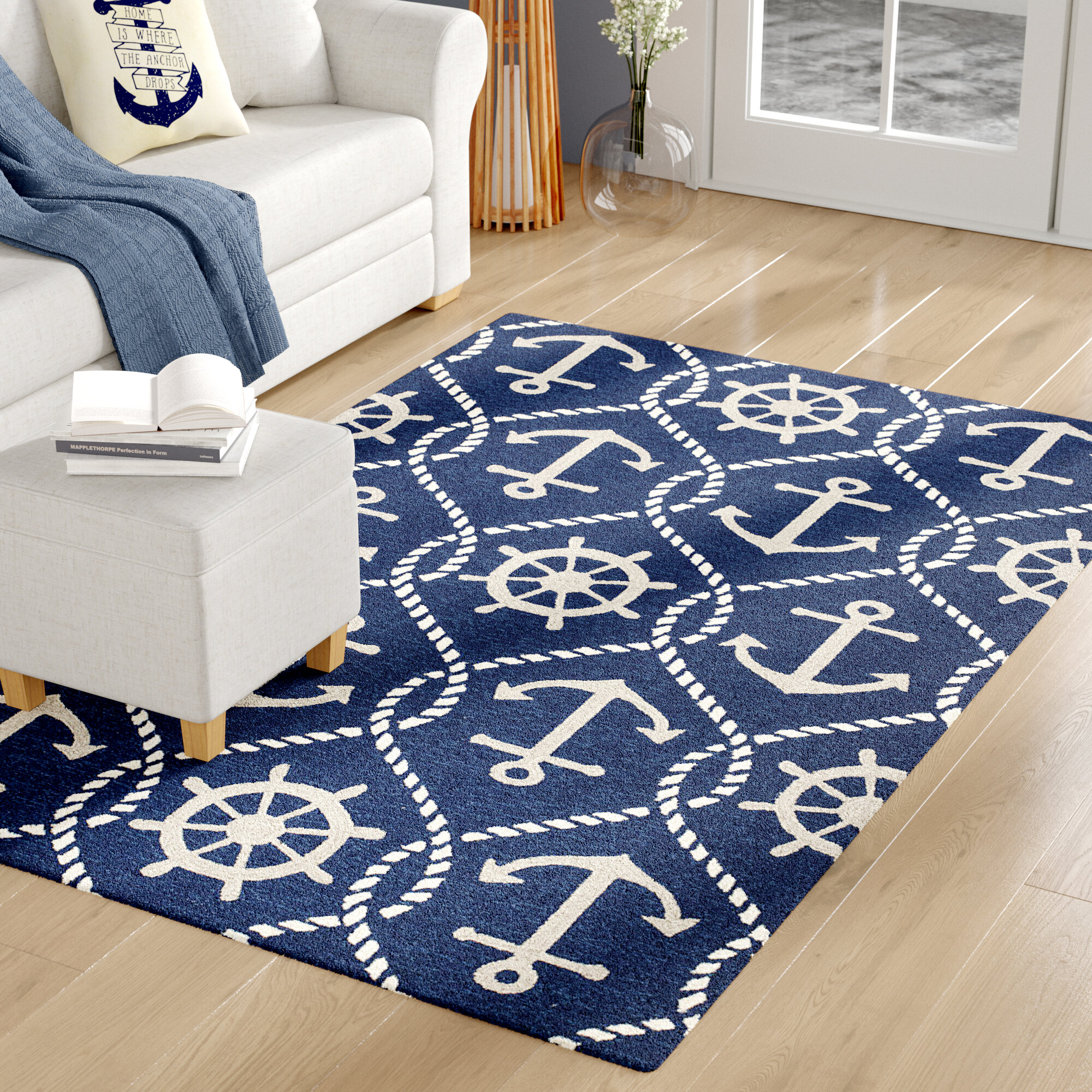 Navy Blue Coastal Area Rug