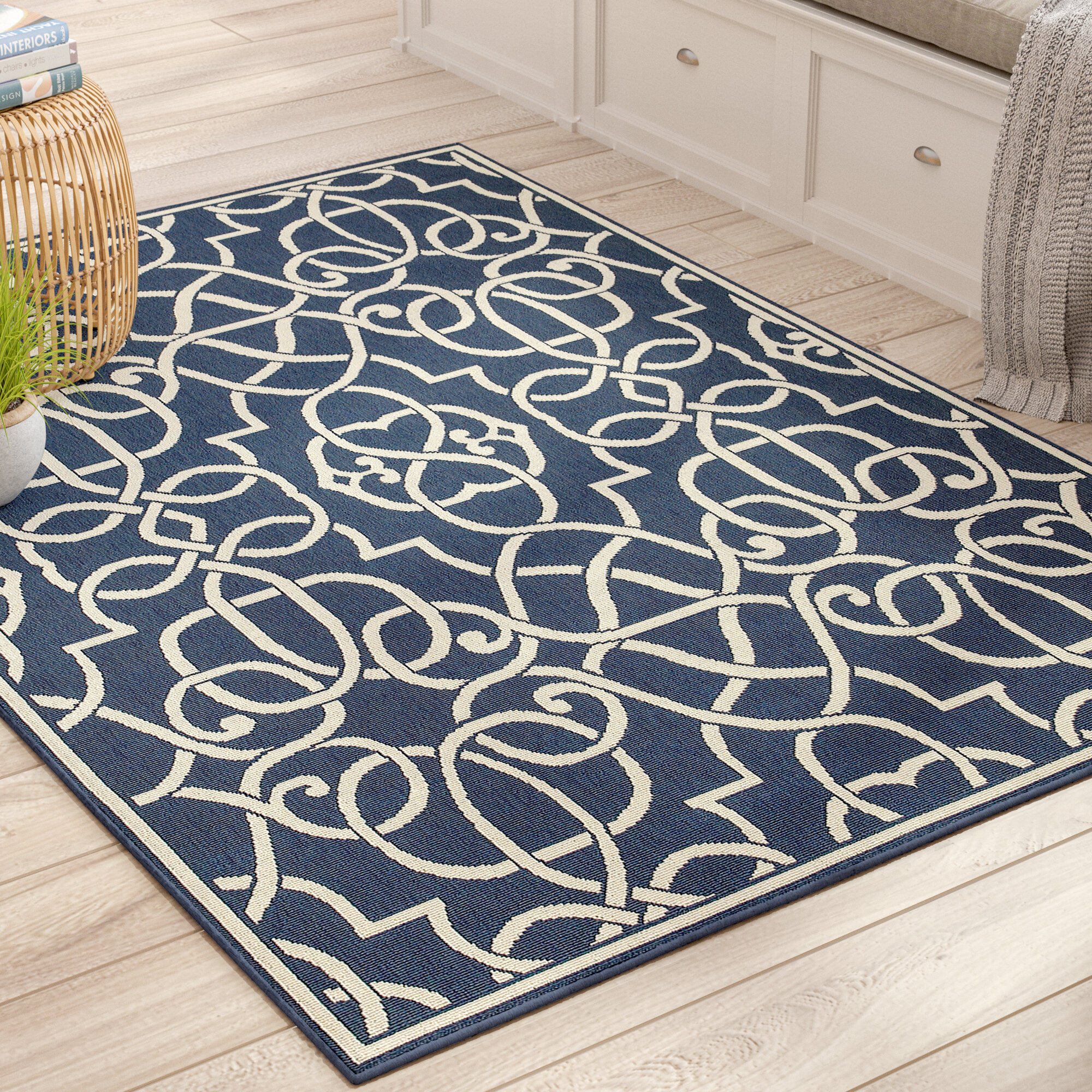 Navy Indoor Outdoor Coastal Area Rug