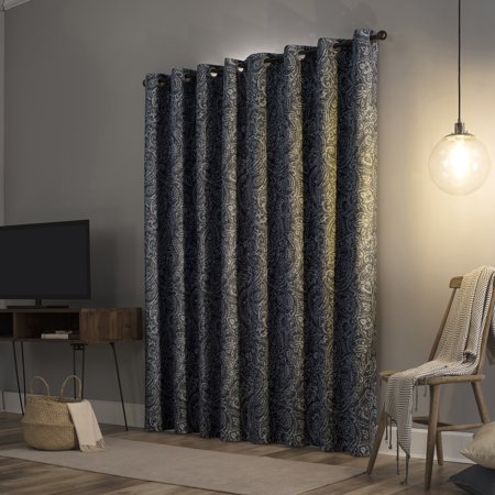 Navy Polyester Grommet Single Curtain Panel