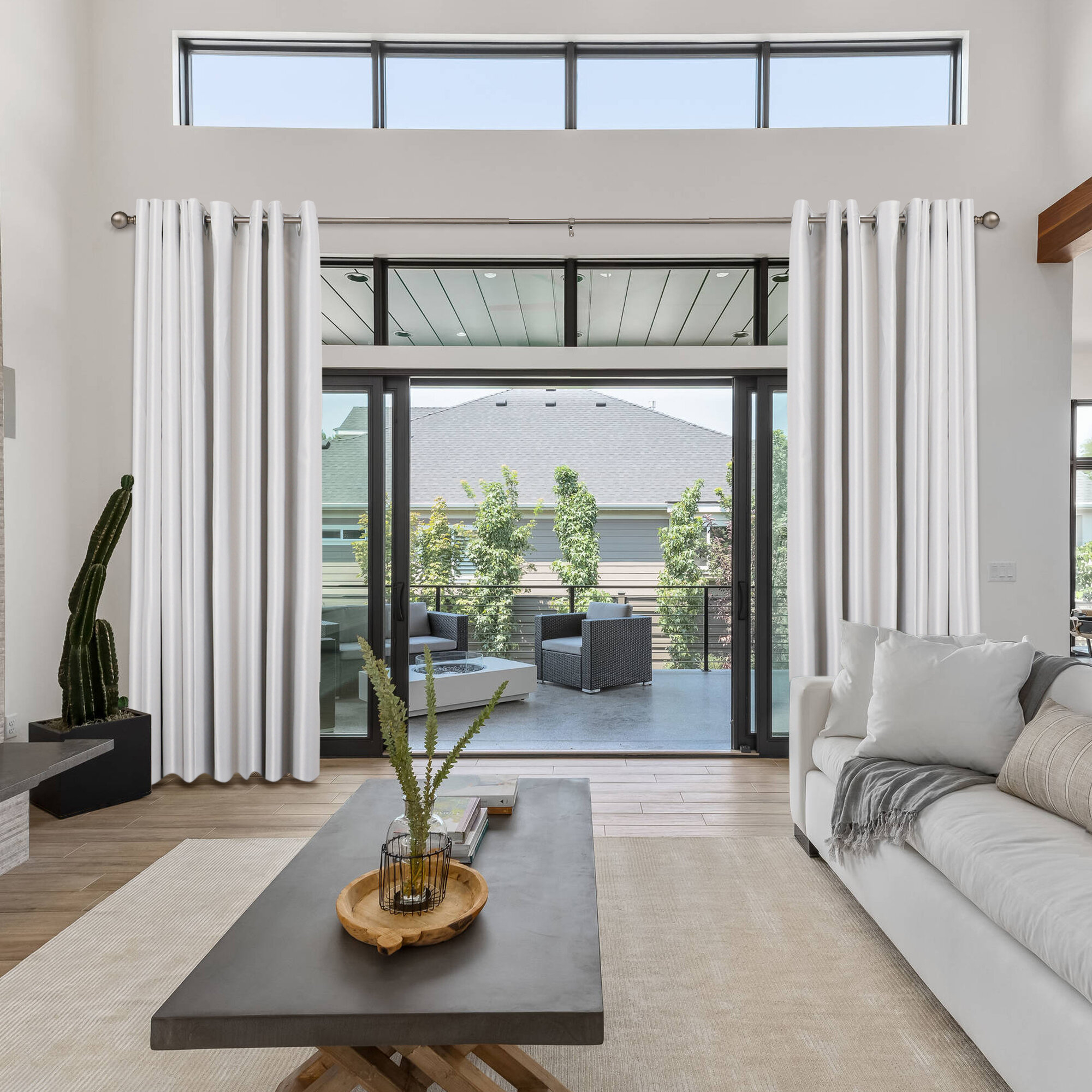 Nickel Metal Curtain Rod And Hardware Set