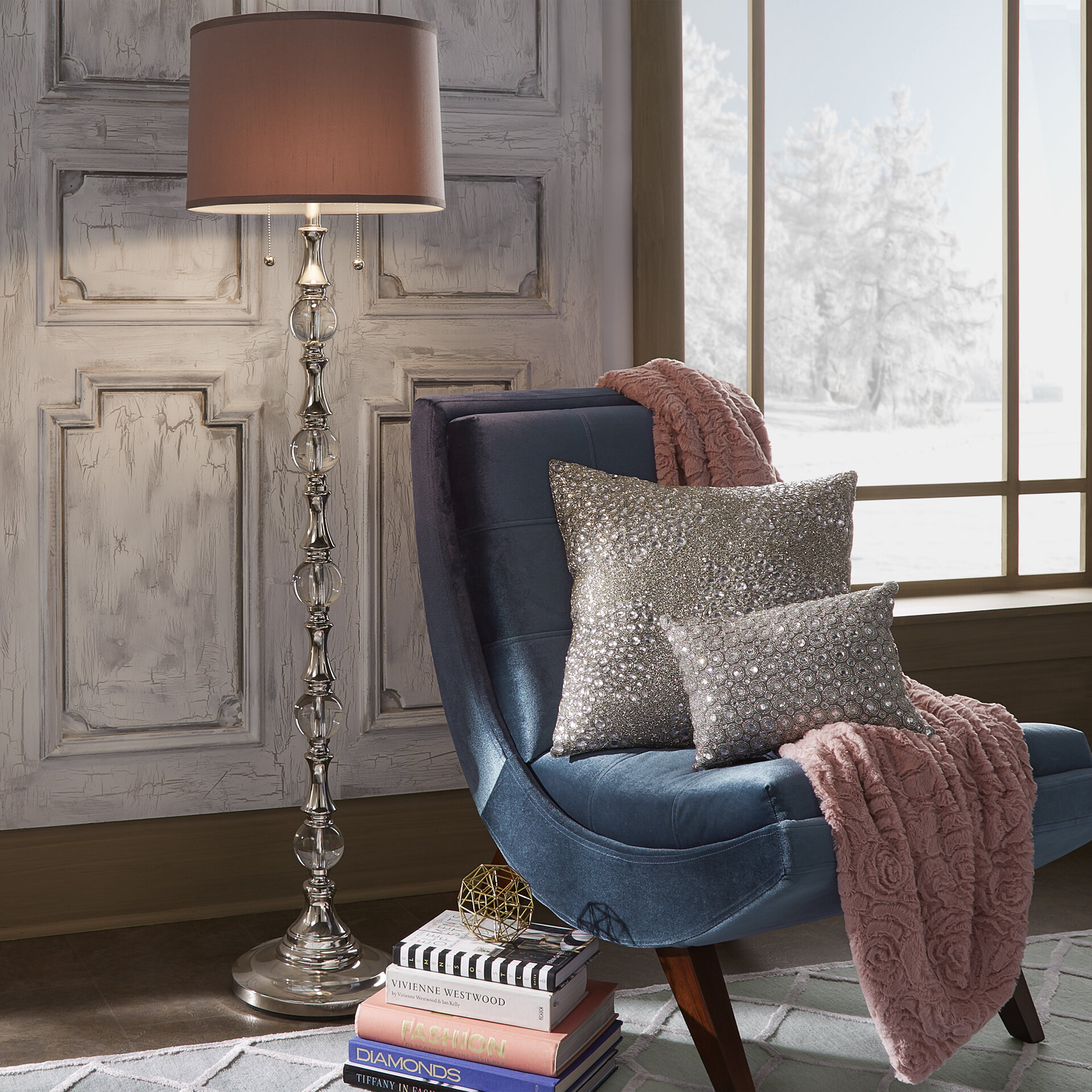 Nickel Metal Traditional Floor Lamp