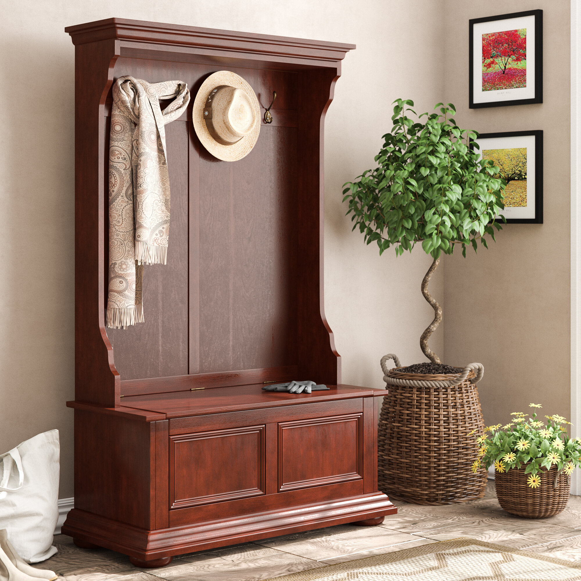 Nutmeg Solid Manufactured Wood Hall Tree
