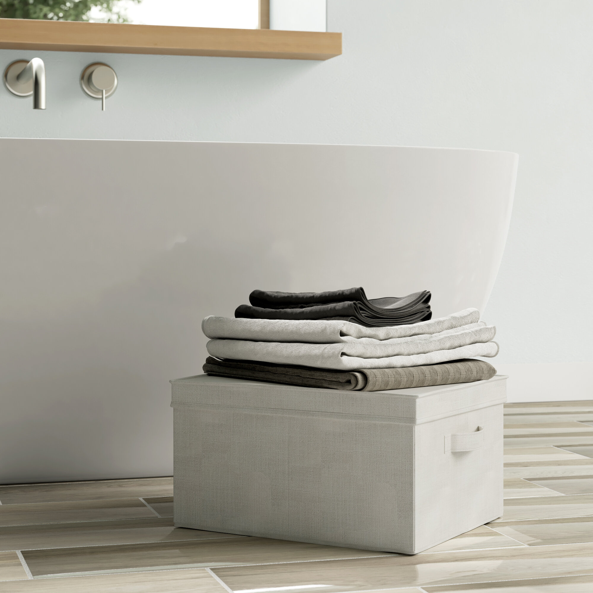 Off White Fabric Large Storage Box