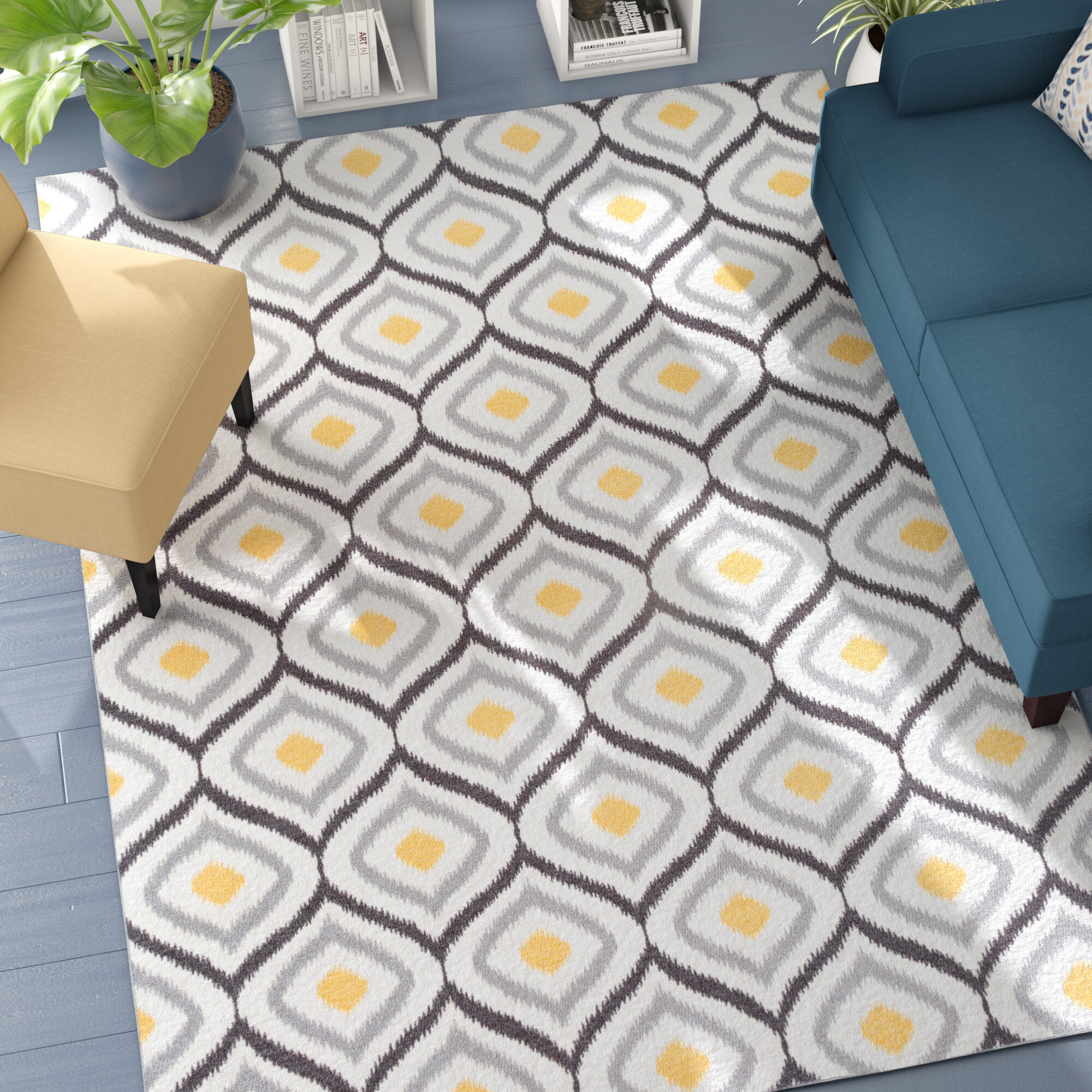 Oriental Tufted Yellow Area Rug