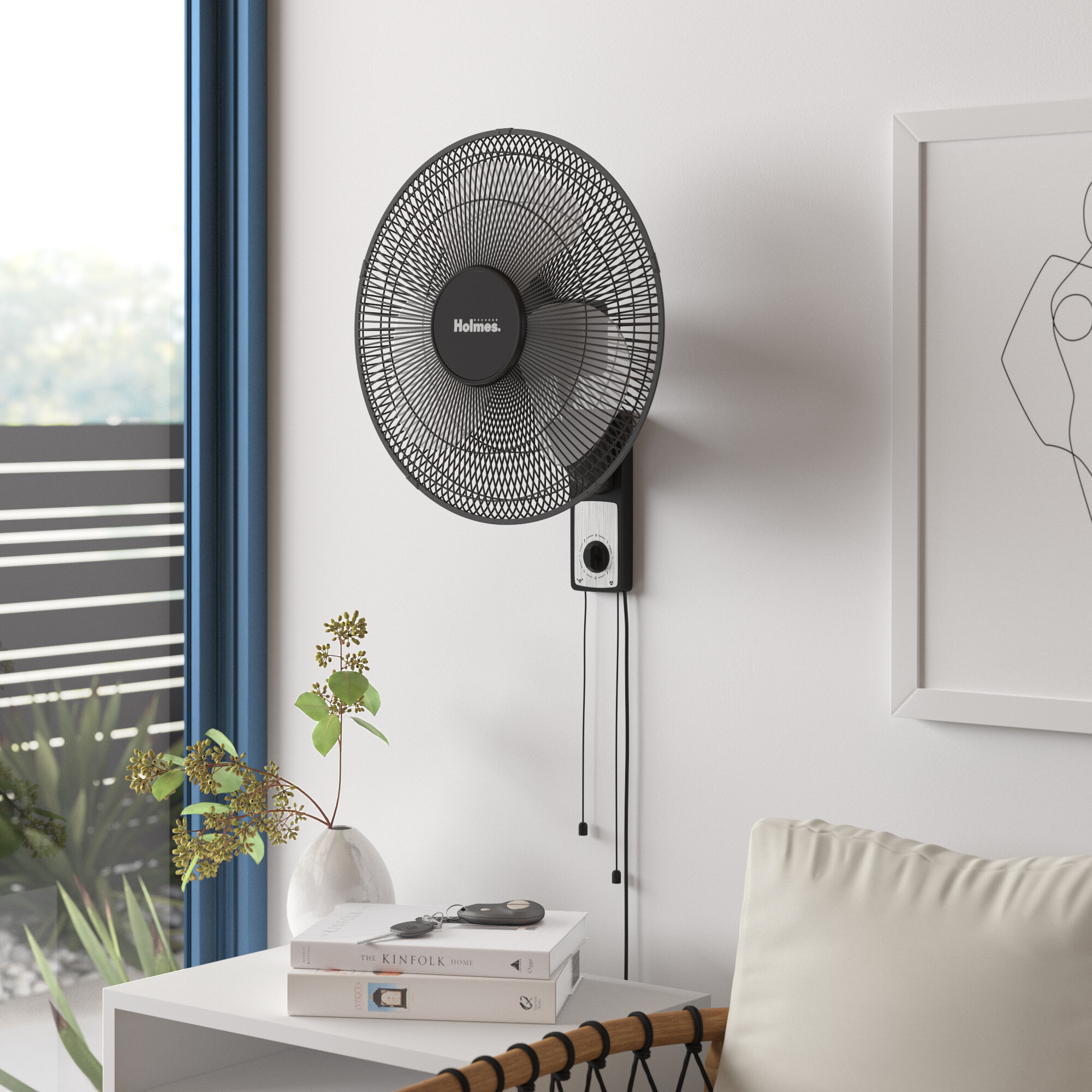 Oscillating Wall Mounted Fan in Black