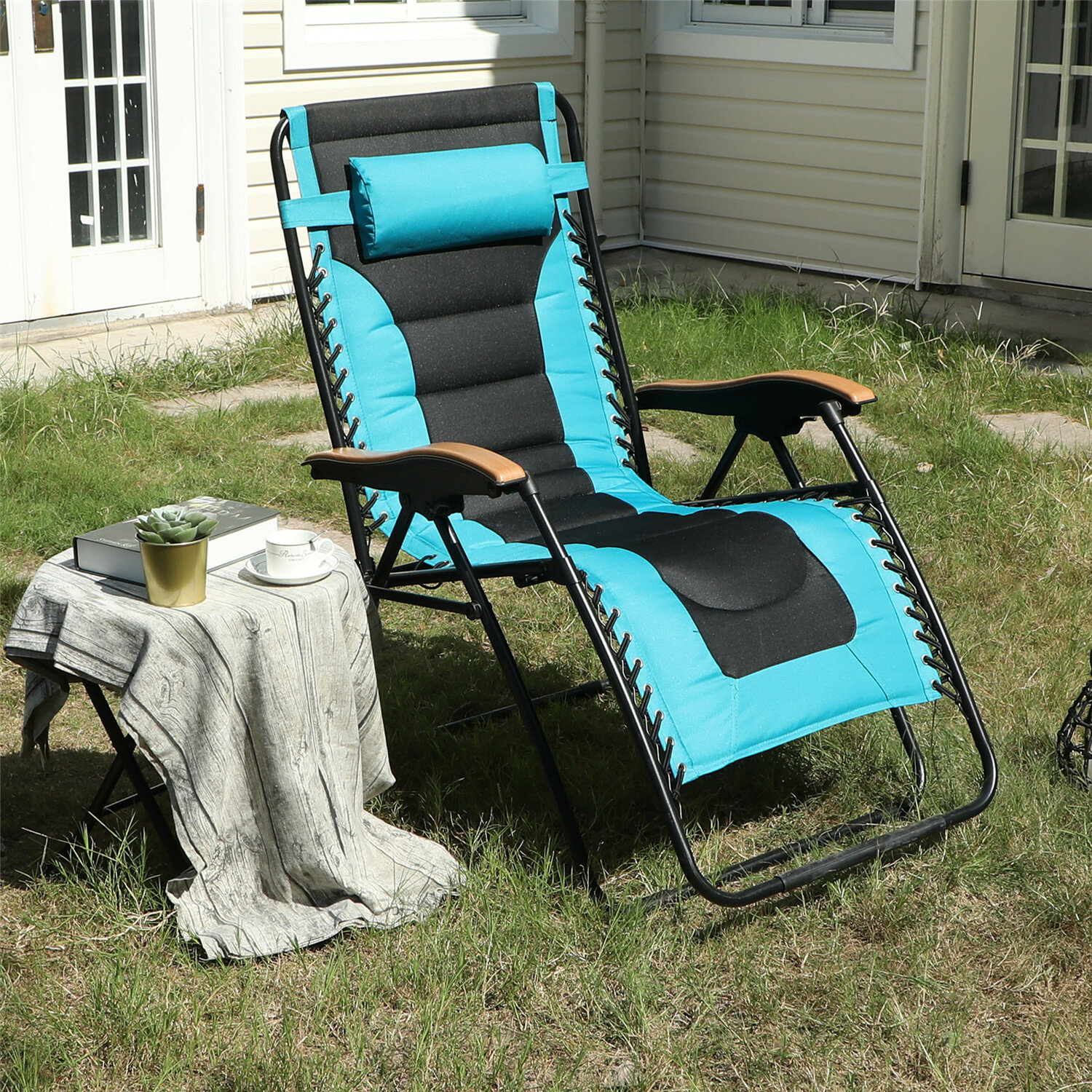 Padded Reclining Zero Gravity Chair With Cushion