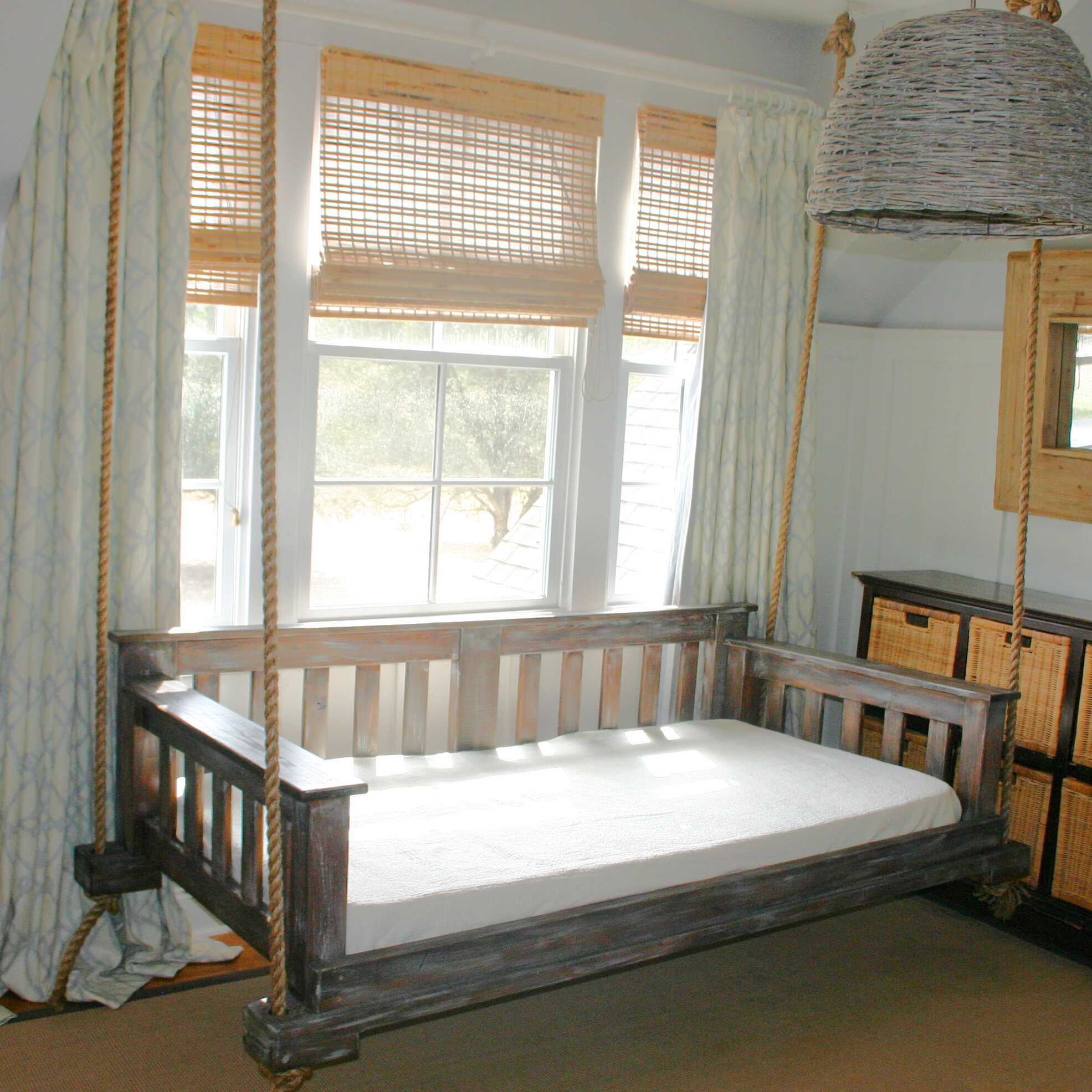 Pine Barnwood Porch Swing Bed