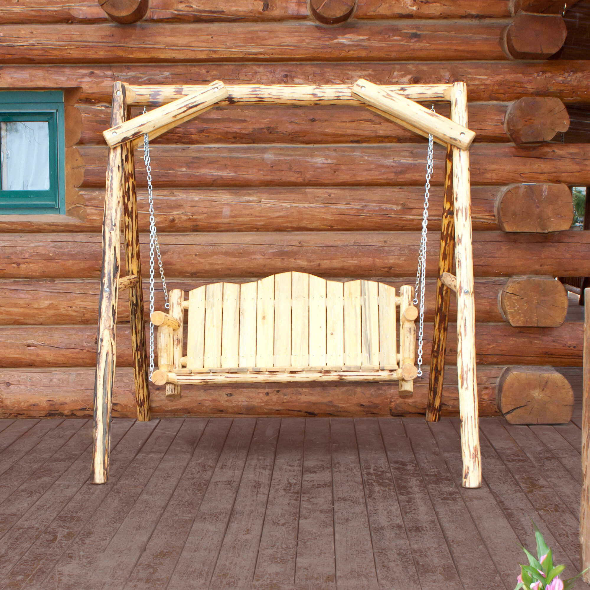 Pine Solid Wood Log Porch Swings