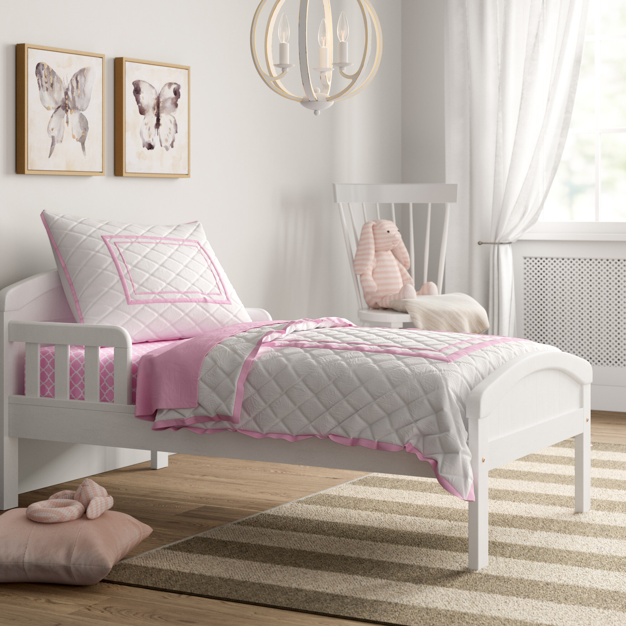 Pink Cotton Blend Toddler Bedding Set