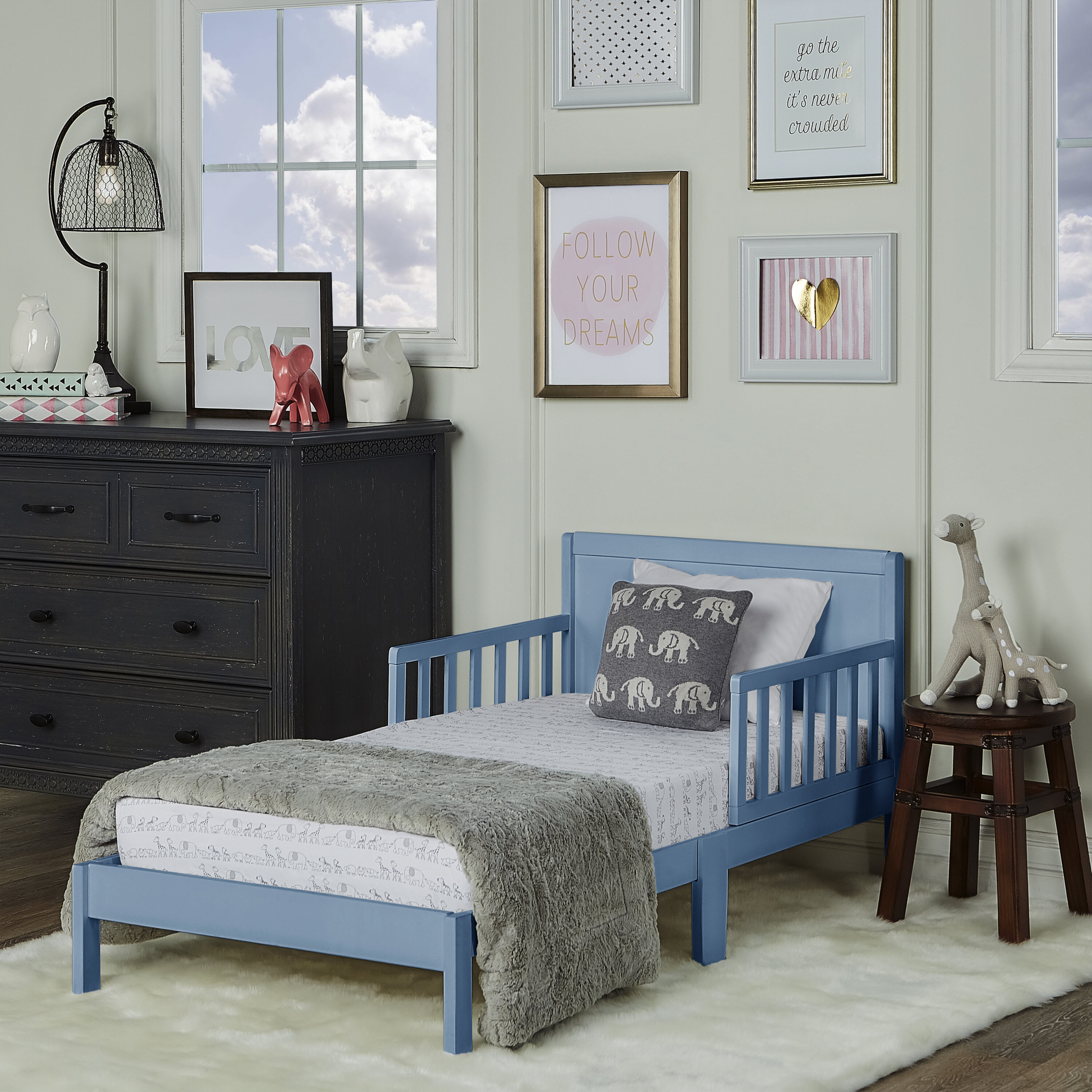 Pink Solid Wood Convertible Toddler Bed
