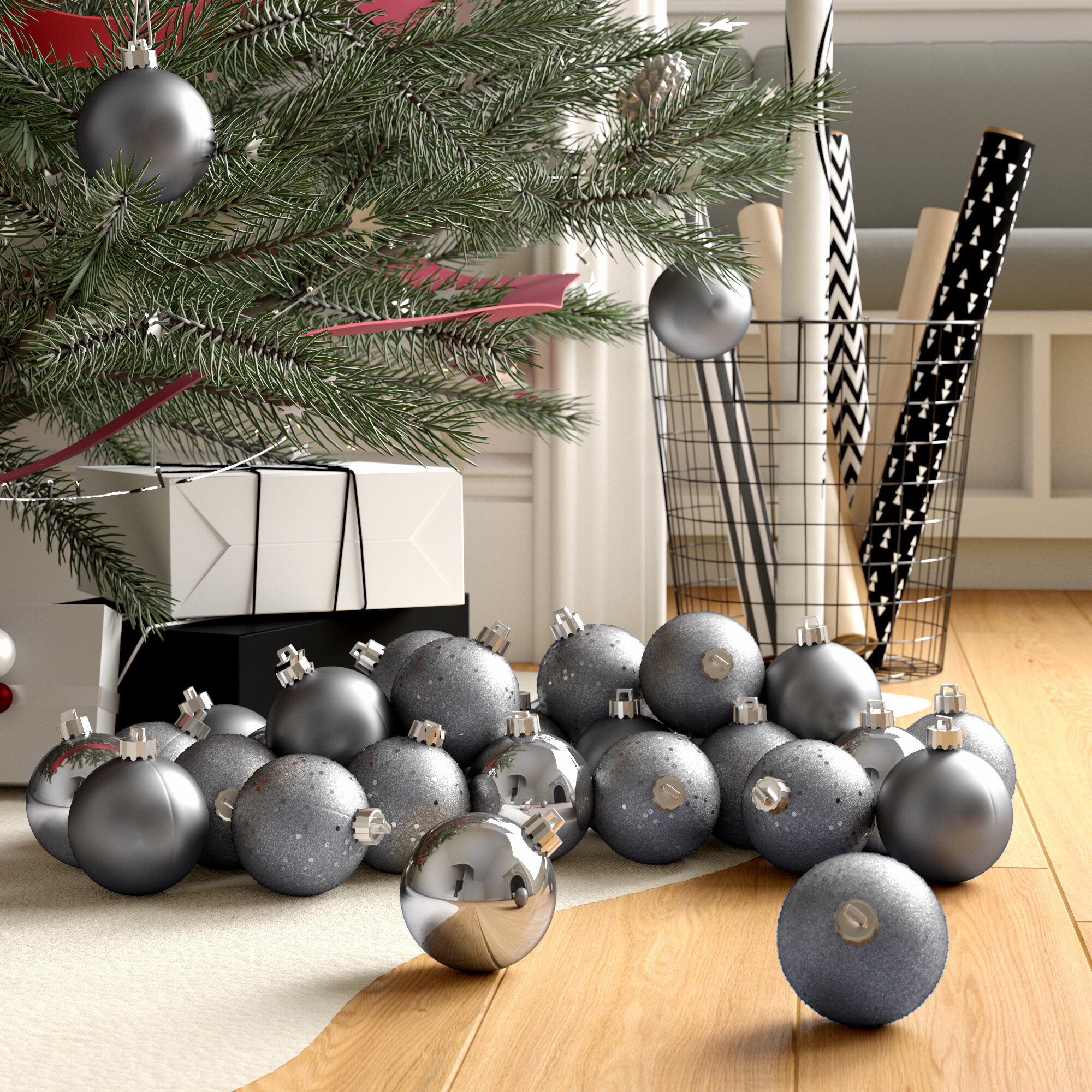 Plastic Christmas Ball Ornament Set