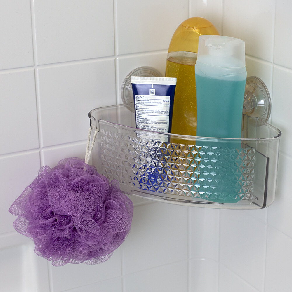 Plastic Corner Shower Basket With Suction Cups
