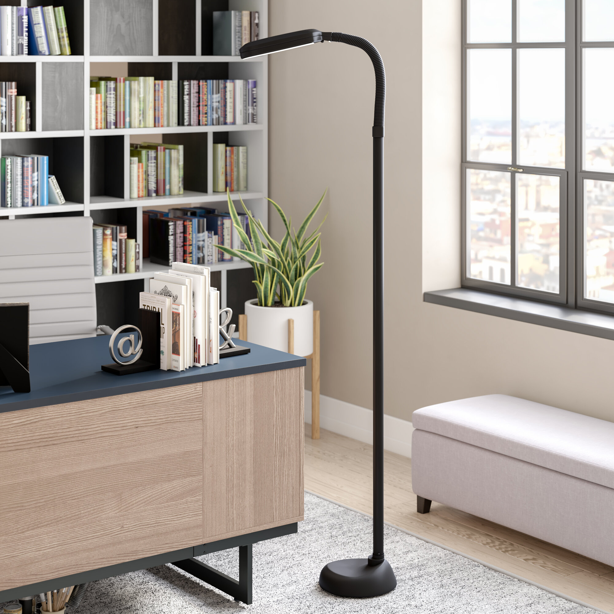 Plastic Task Floor Lamp With CFL Bulb
