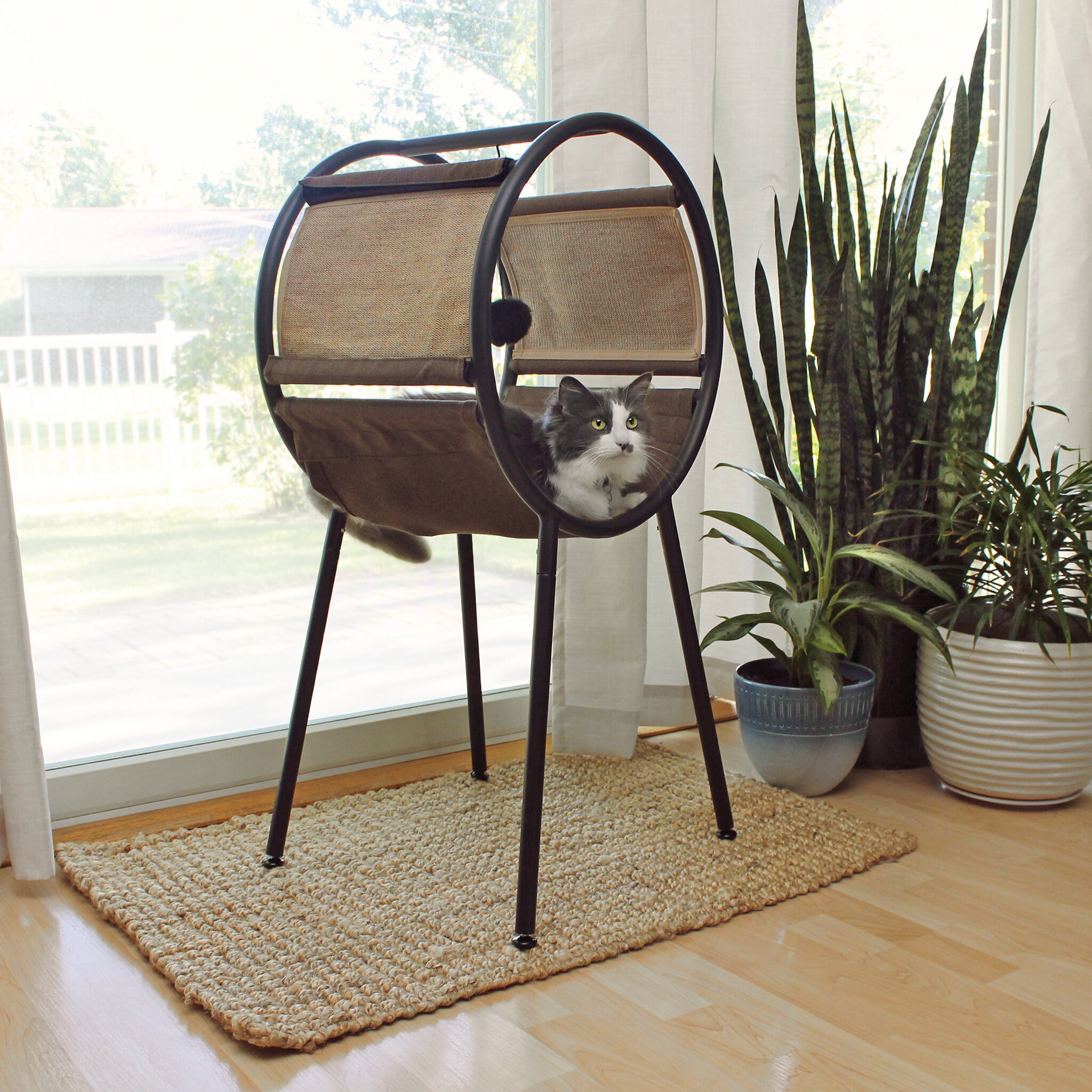 Polyester Metal Freestanding Cat Perch
