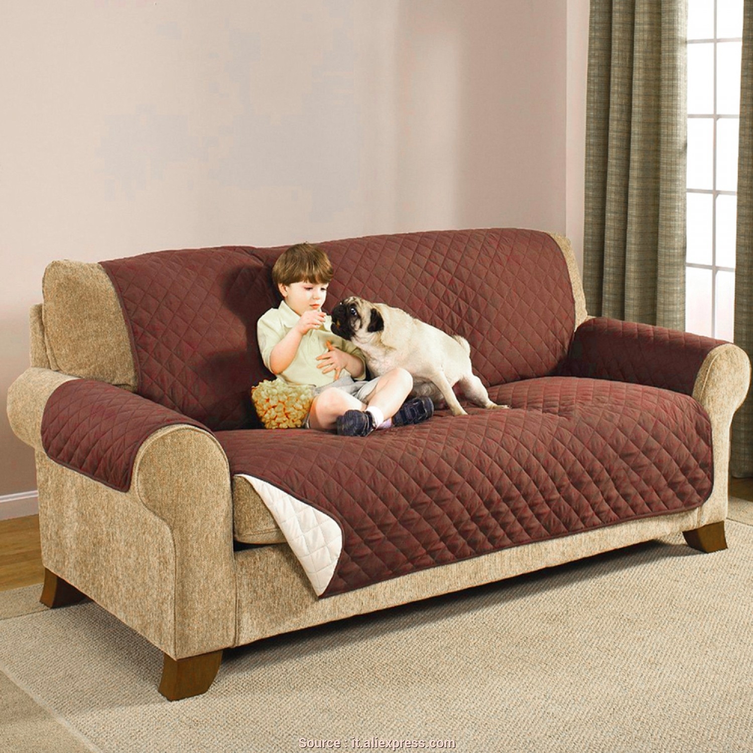 Polyester Reversible Box Cushion Sofa Slipcover