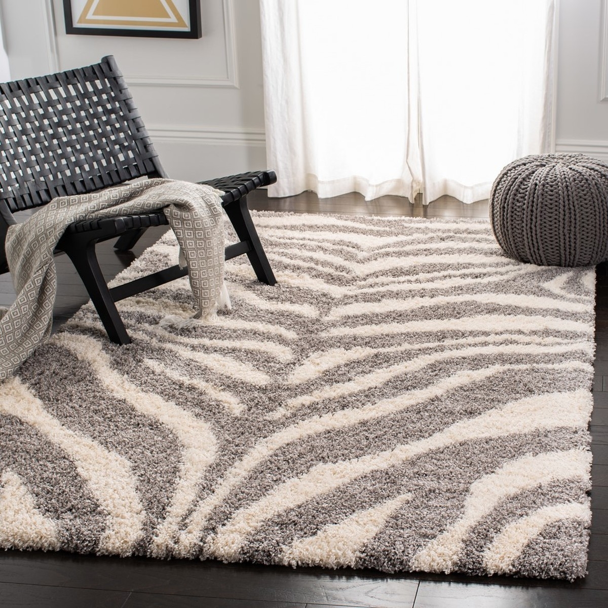 Polypropylene Ivory Gray Area Rug 