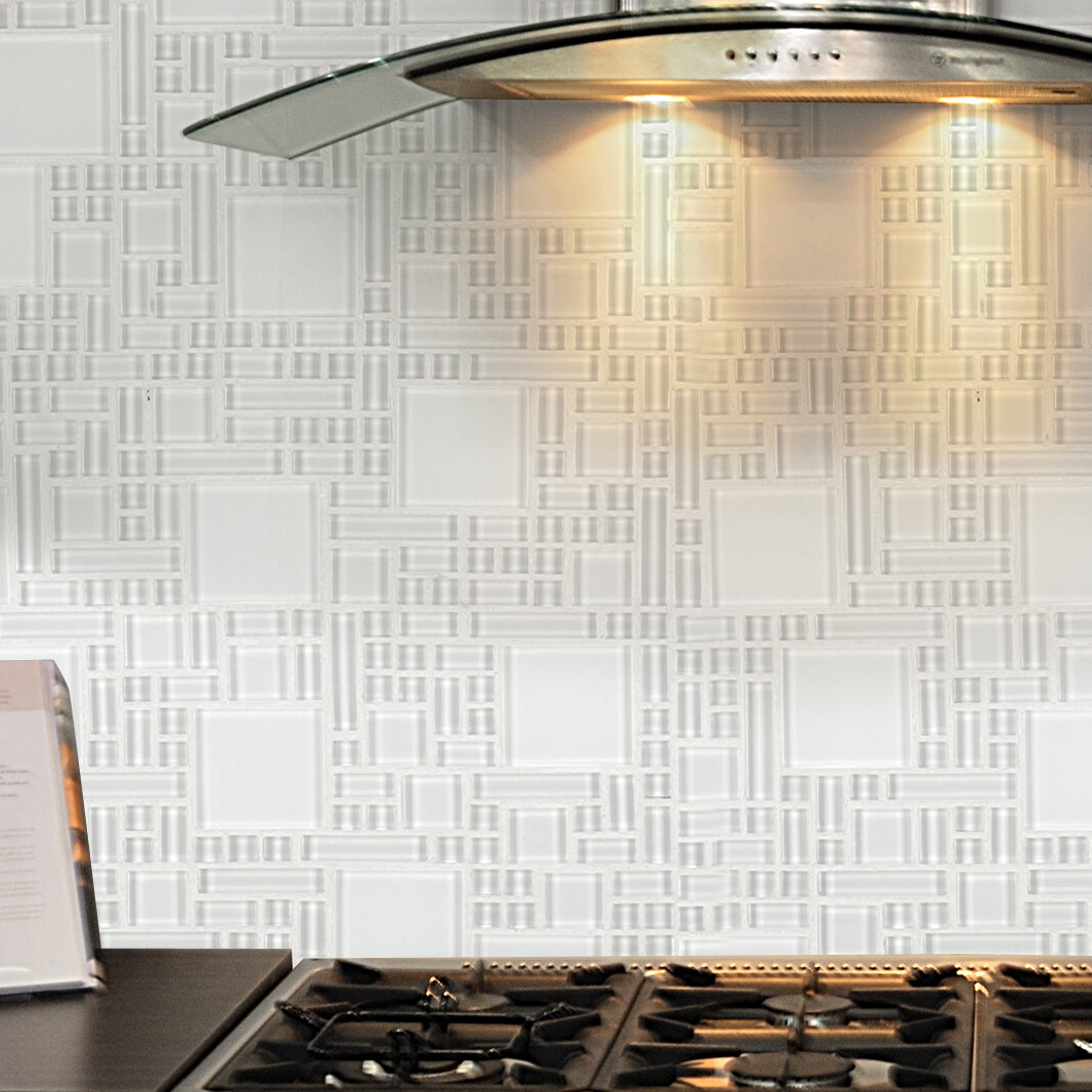 Pure White Glass Peel And Stick Mosaic Tile