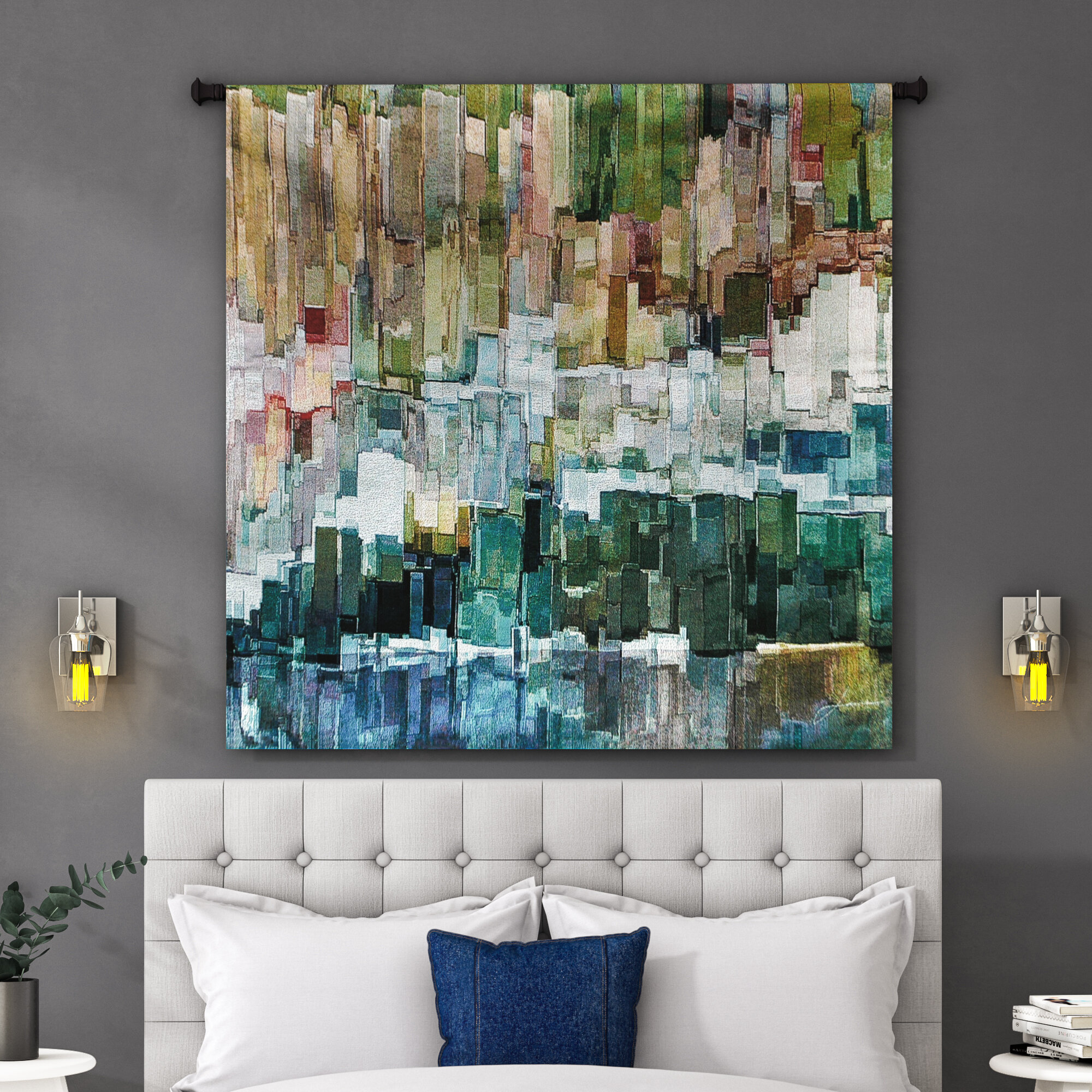 Red Cotton Oversized Abstract Tapestry