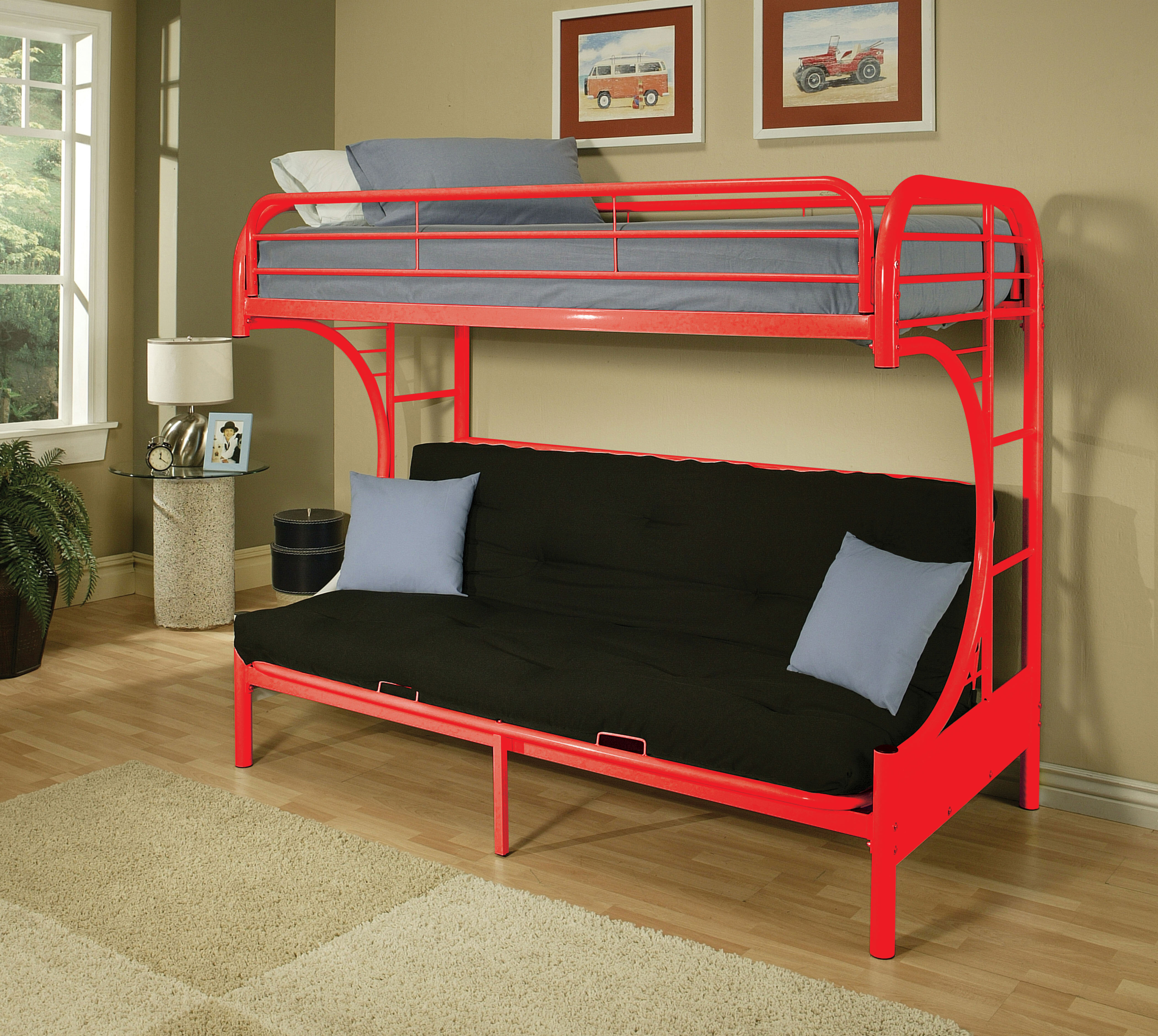 Red Metal Futon Bunk Bed