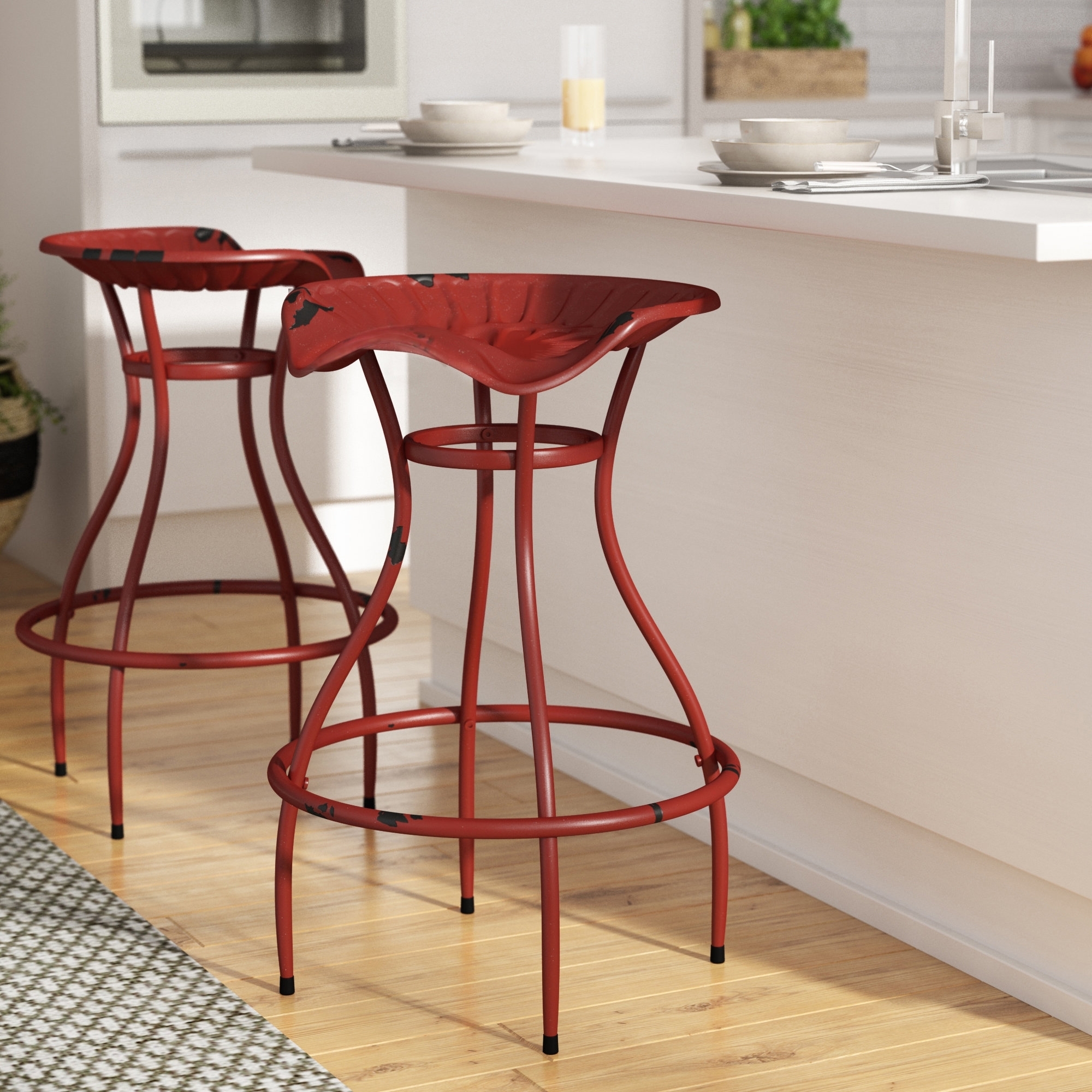 Red Metal Tractor Bar Stool