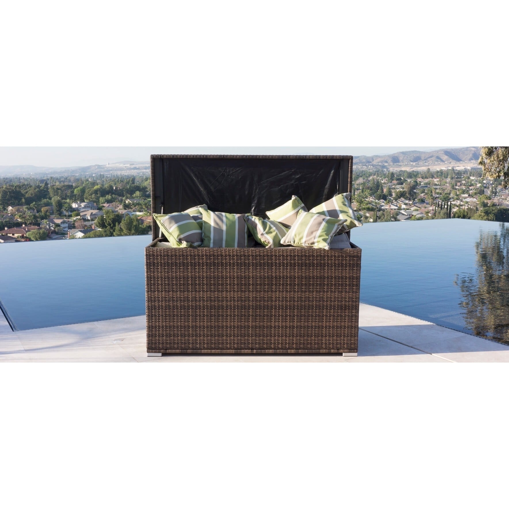 Resin Wicker Deck Box in Dark Brown