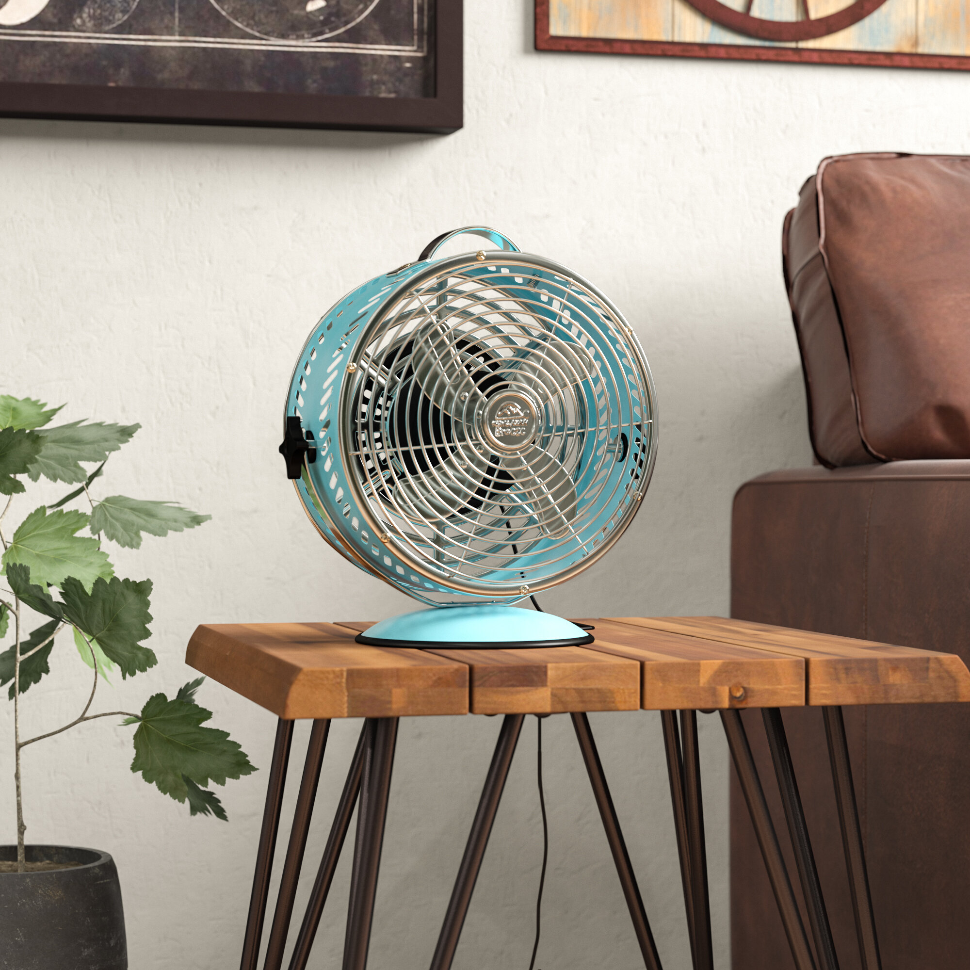Retro Table Fan in Blue