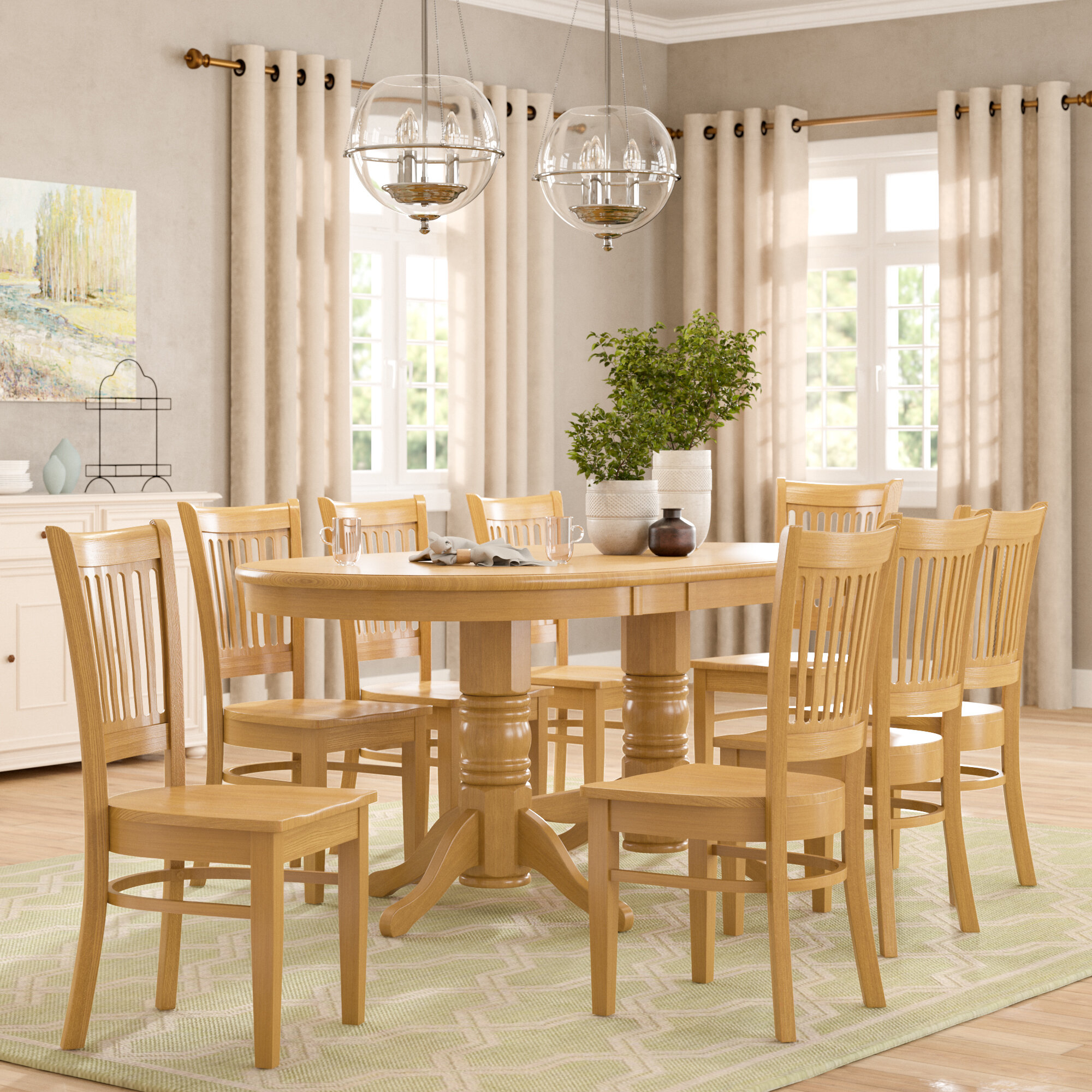 Rubberwood Oval Table Dining Set