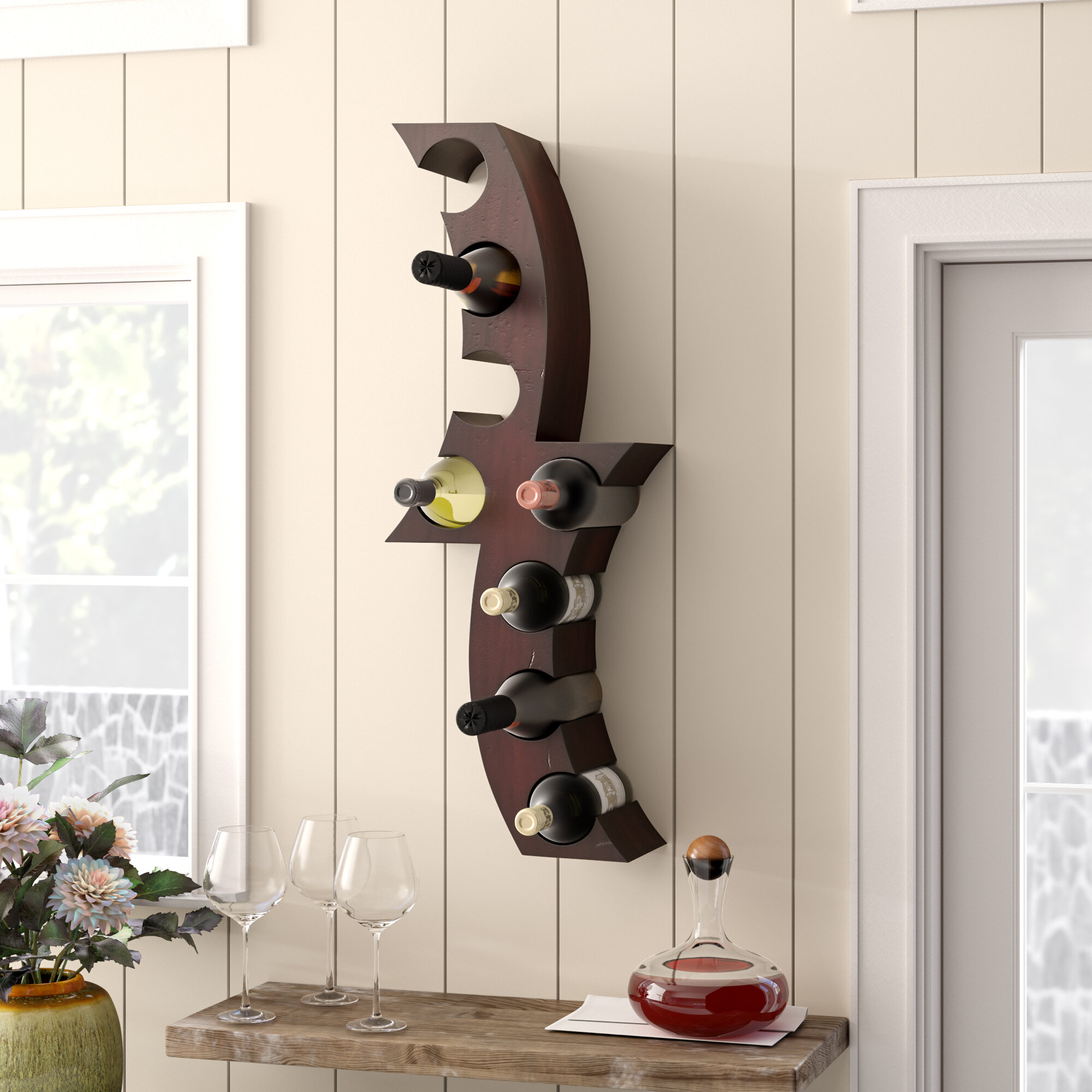 Rust Wall Mounted Wine Bottle Rack