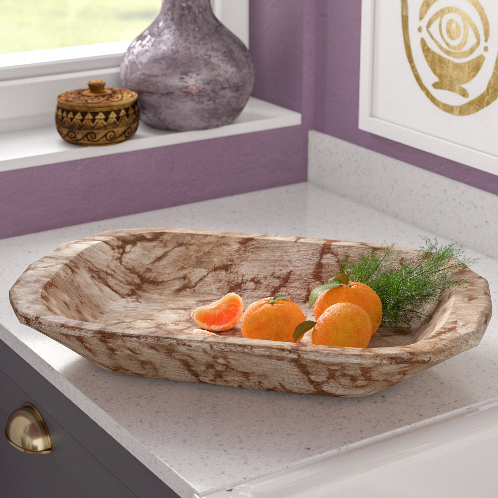 Rustic Wooden Dough Decorative Bowl