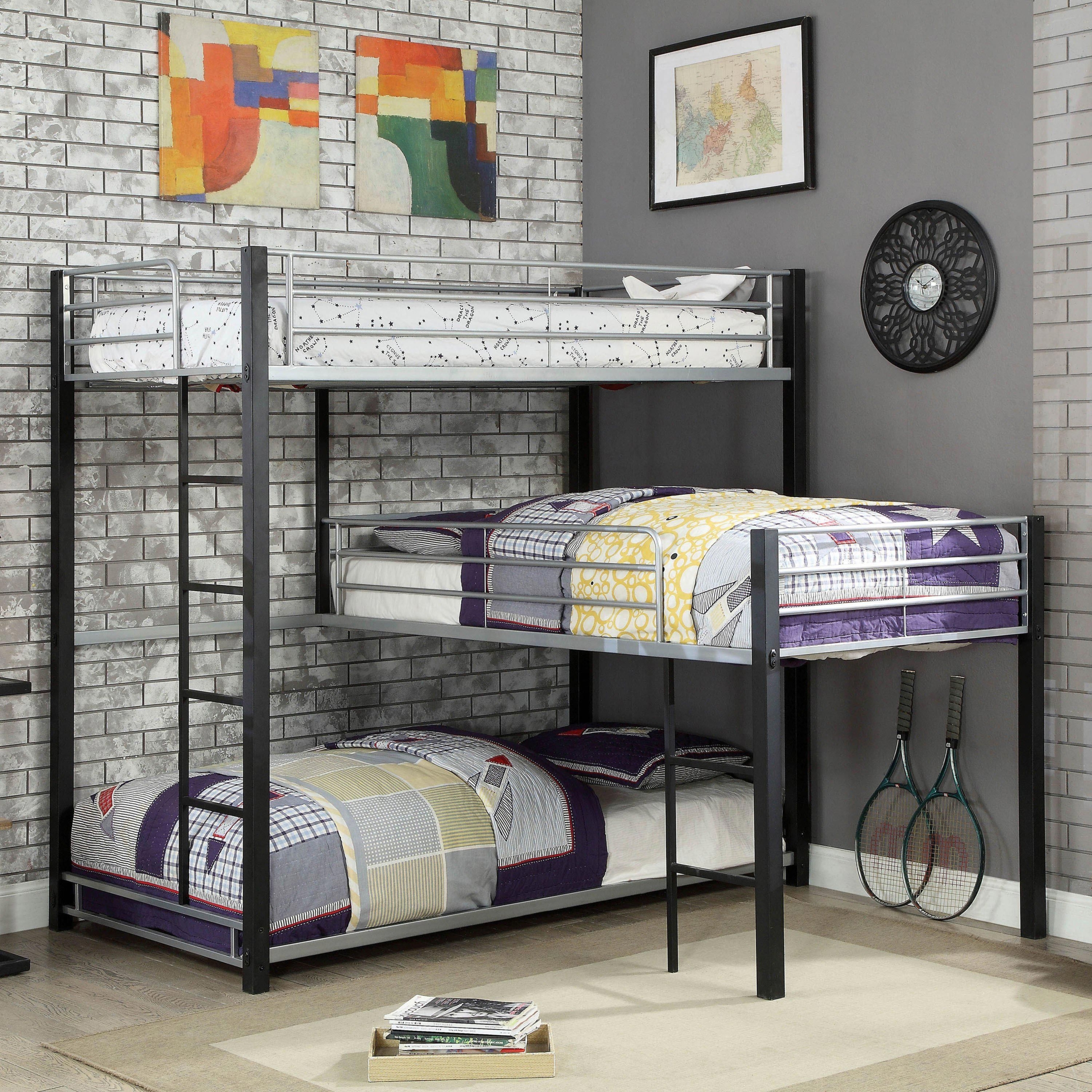 Sand Black Metal Twin Triple Bunk Bed
