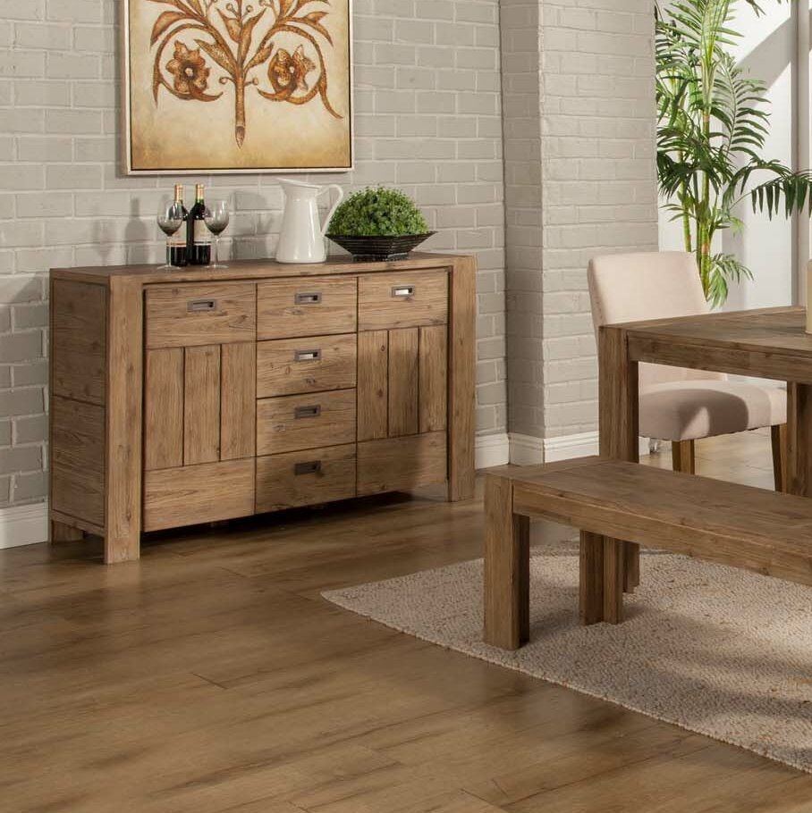Sandblasted Antique Natural Finish Sideboard
