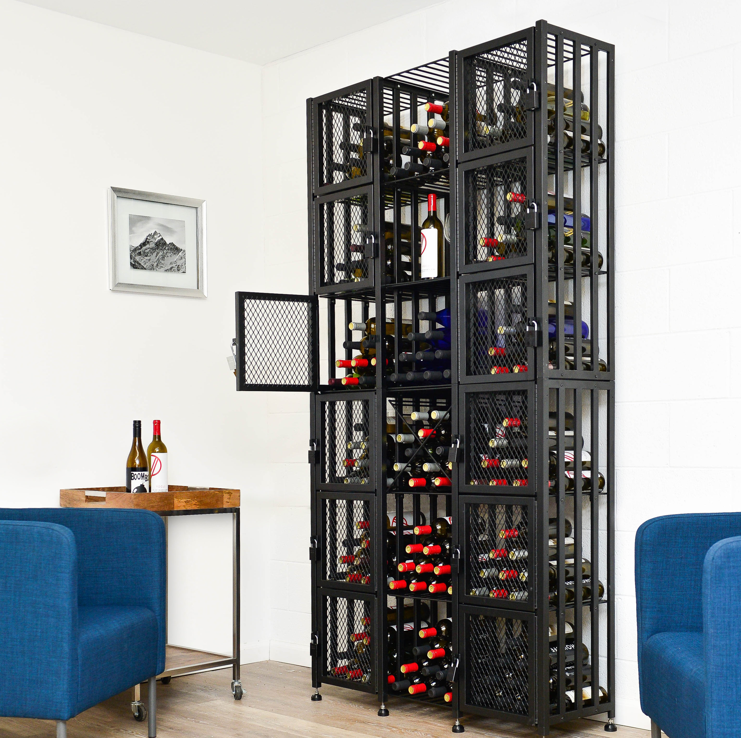 Satin Black Floor Wine Bottle Rack